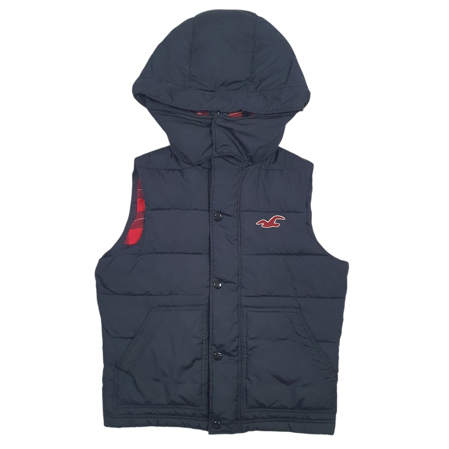 Womens Navy Hollister Puffer Hoodie Coat