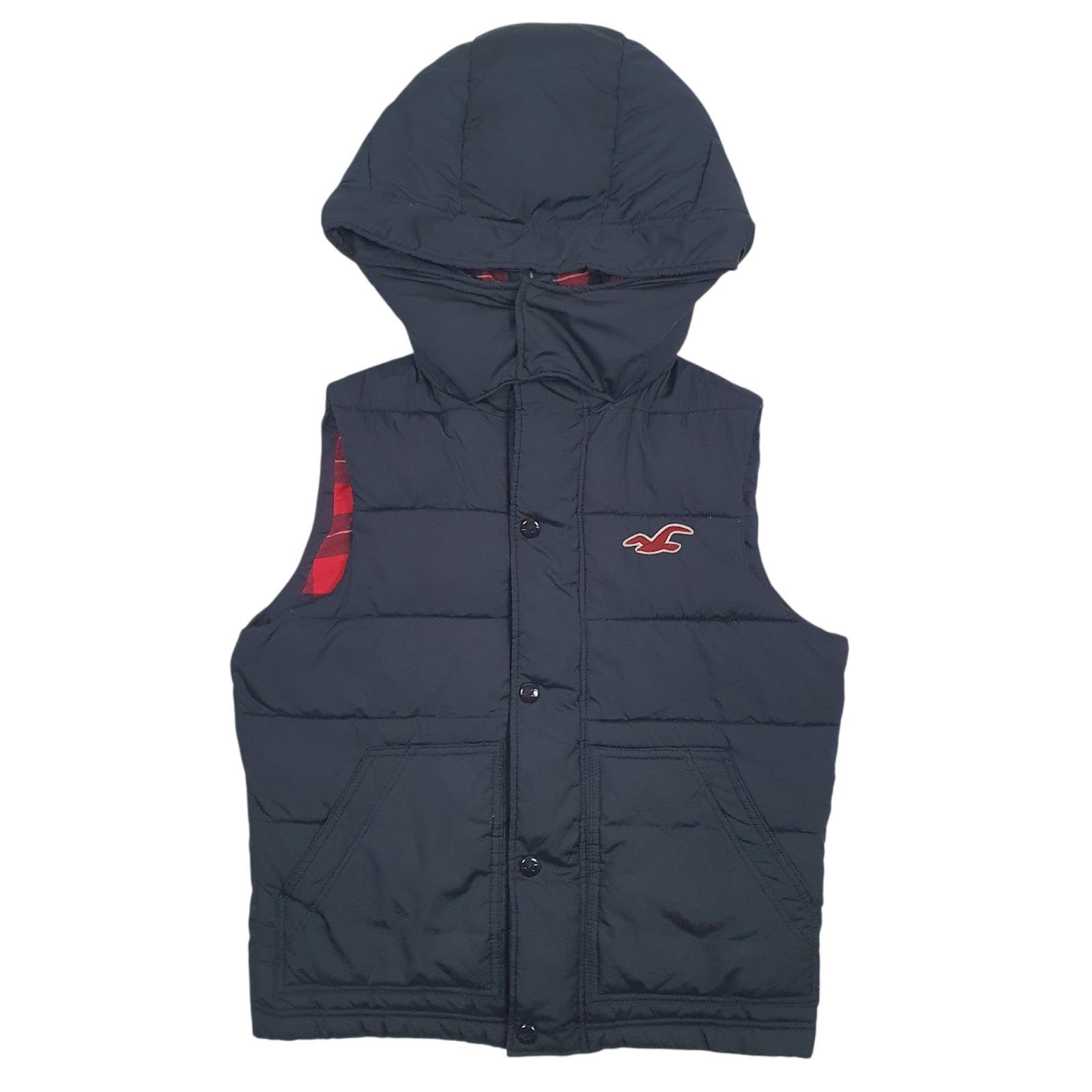 Womens Navy Hollister Puffer Hoodie Coat