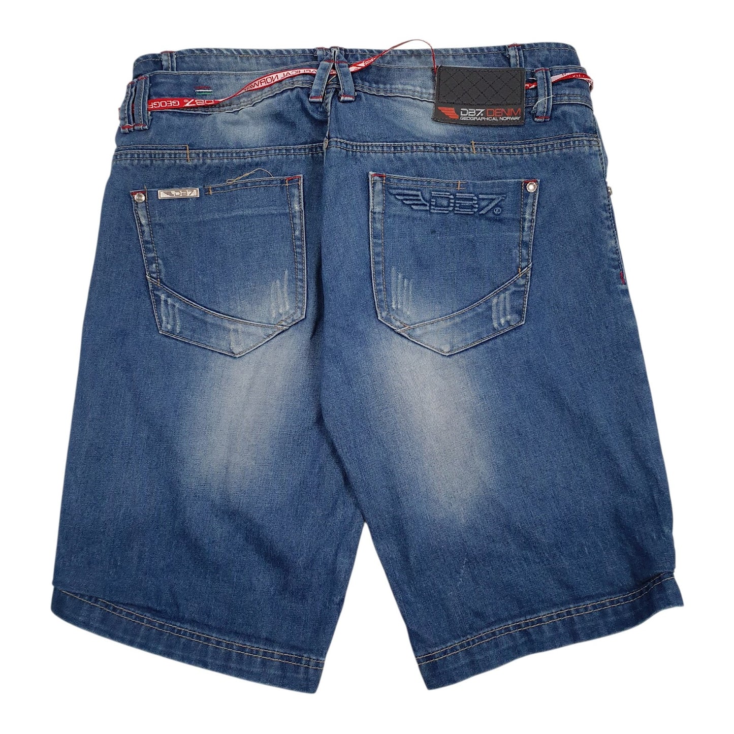 Mens Blue Geographical Norway Distressed  Shorts