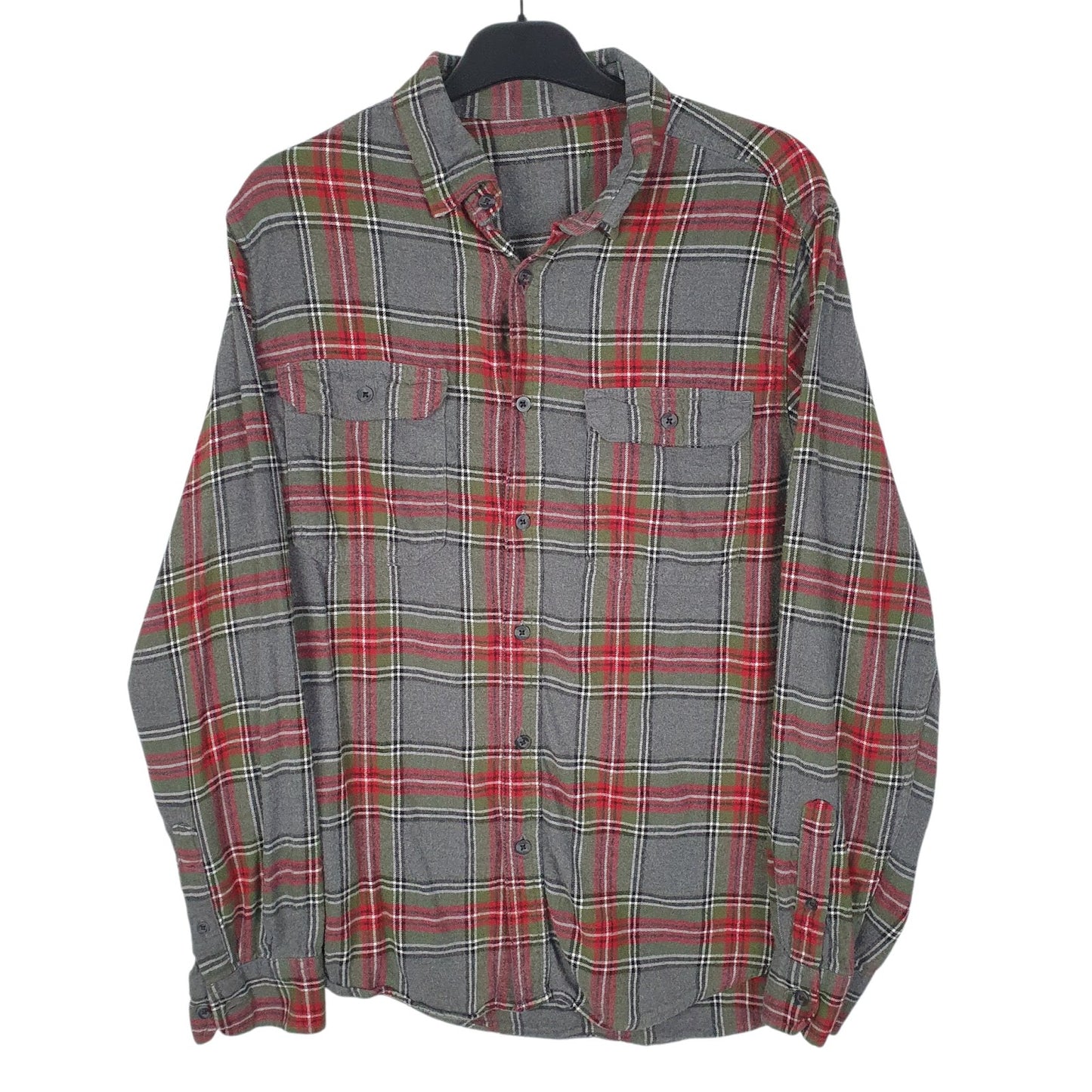 Mens Grey Unbranded Flannel Long Sleeve Shirt