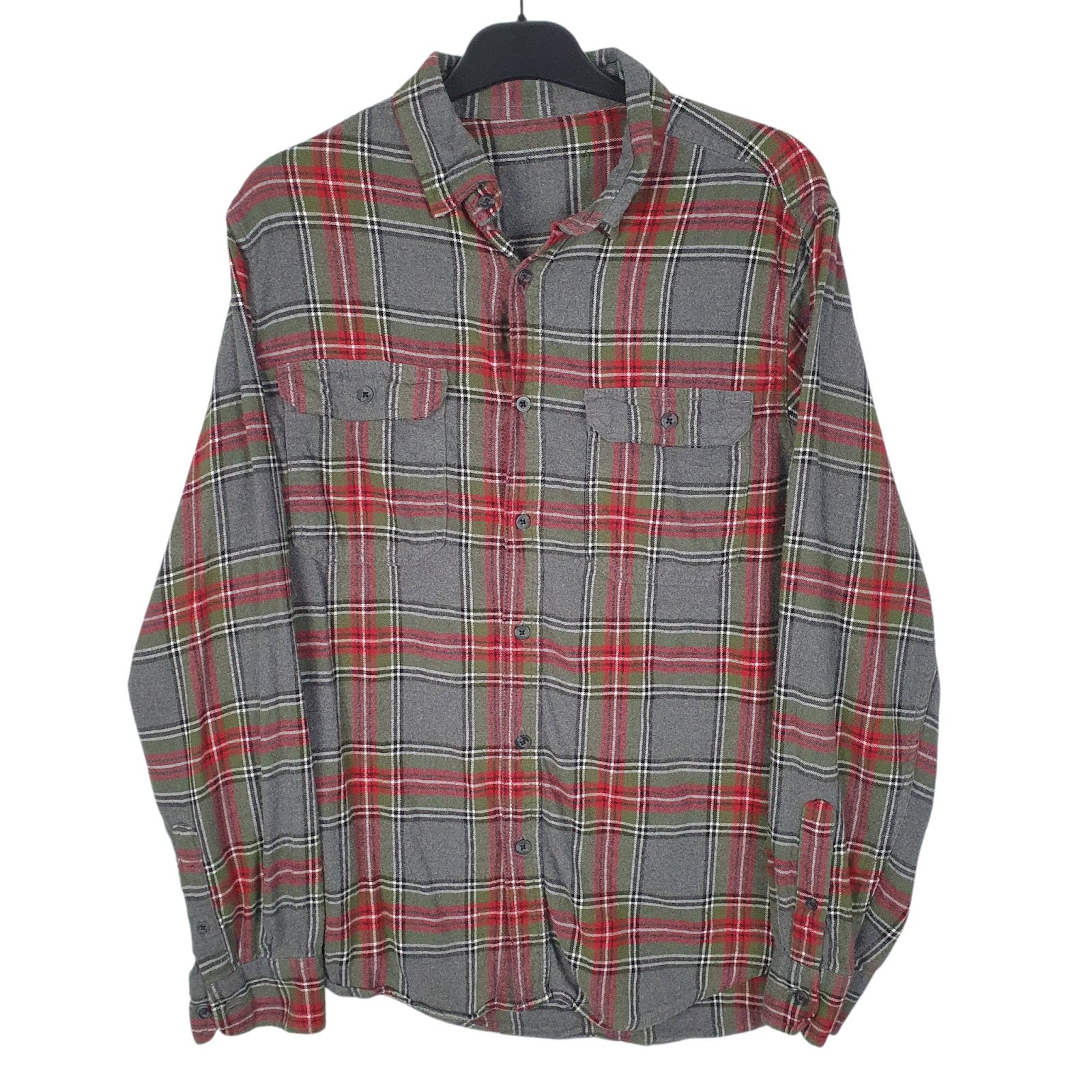 Mens Grey Unbranded Flannel Long Sleeve Shirt