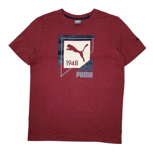 Mens Burgundy Puma  Short Sleeve T Shirt