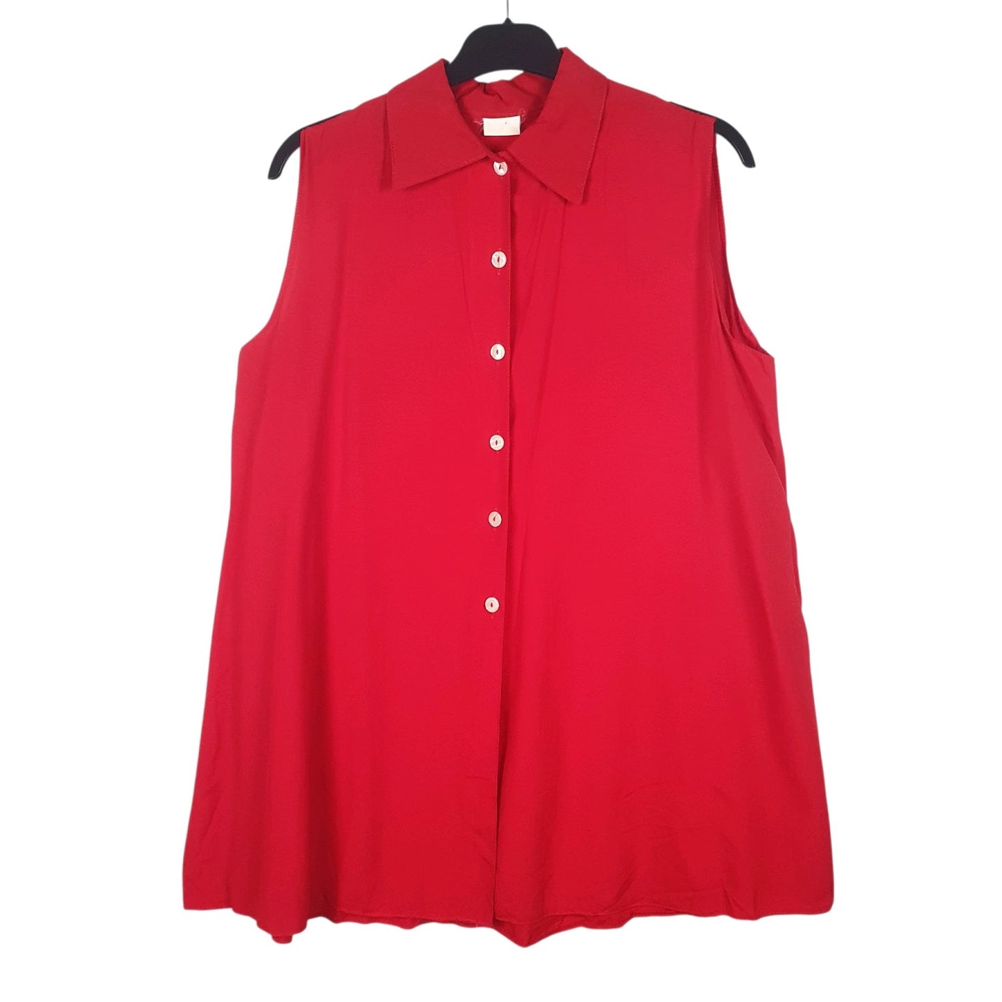 Womens Red Unbranded Button Front Sleeveless Dress
