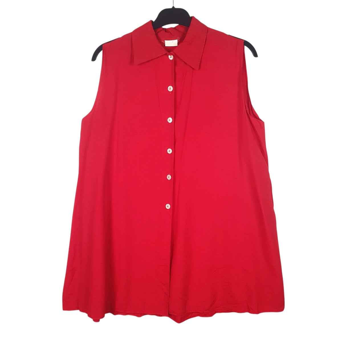 Womens Red Unbranded Button Front Sleeveless Dress