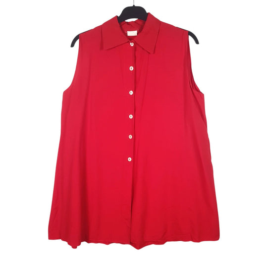 Womens Red Unbranded Button Front Sleeveless Dress