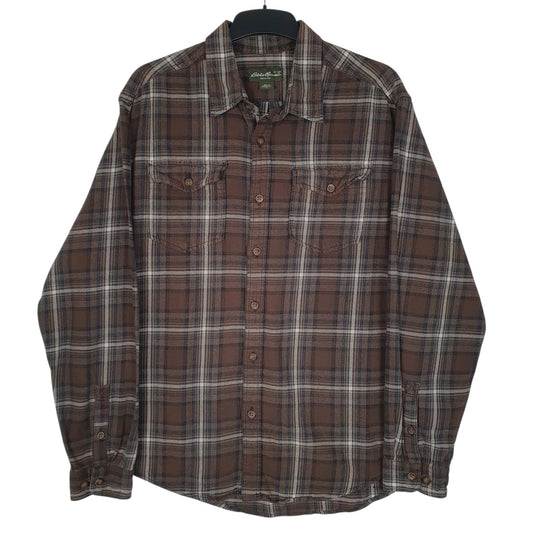Mens Brown Eddie Bauer Flannel Long Sleeve Shirt