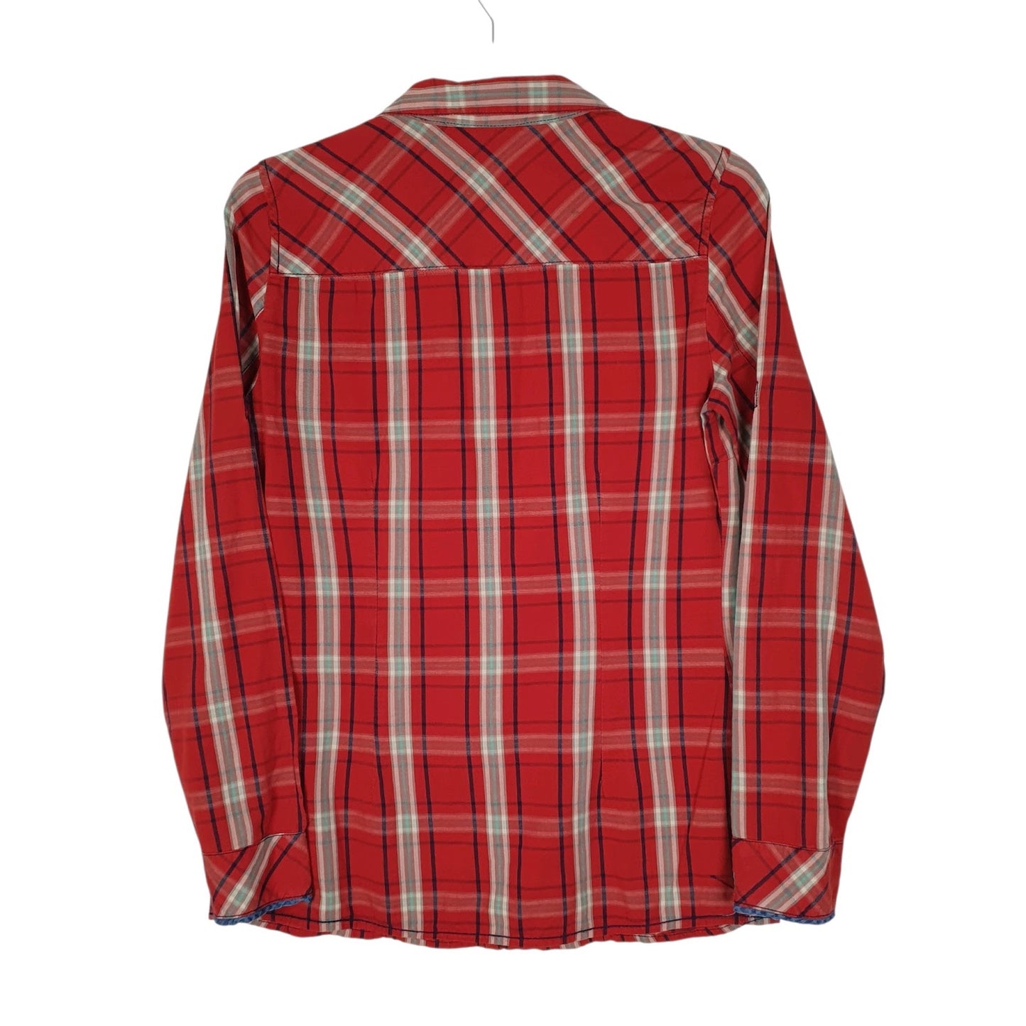 Womens Red Zara Plaid Popper Western  Shirt
