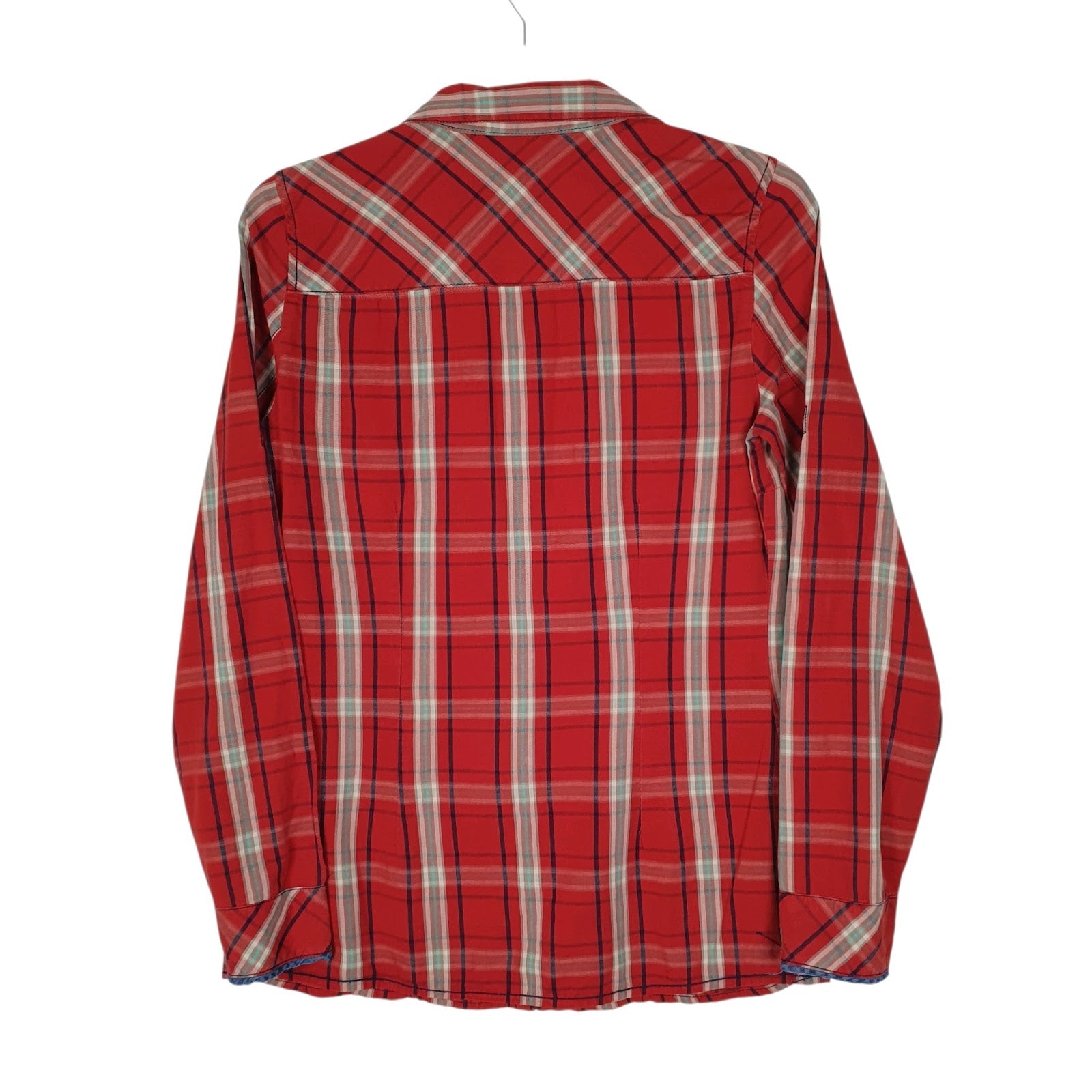 Womens Red Zara Plaid Popper Western  Shirt