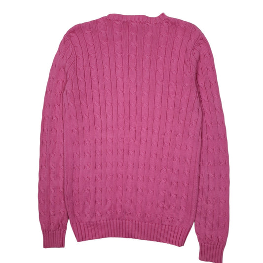 Womens Pink Ralph Lauren Sport Cable Knit Crewneck Jumper