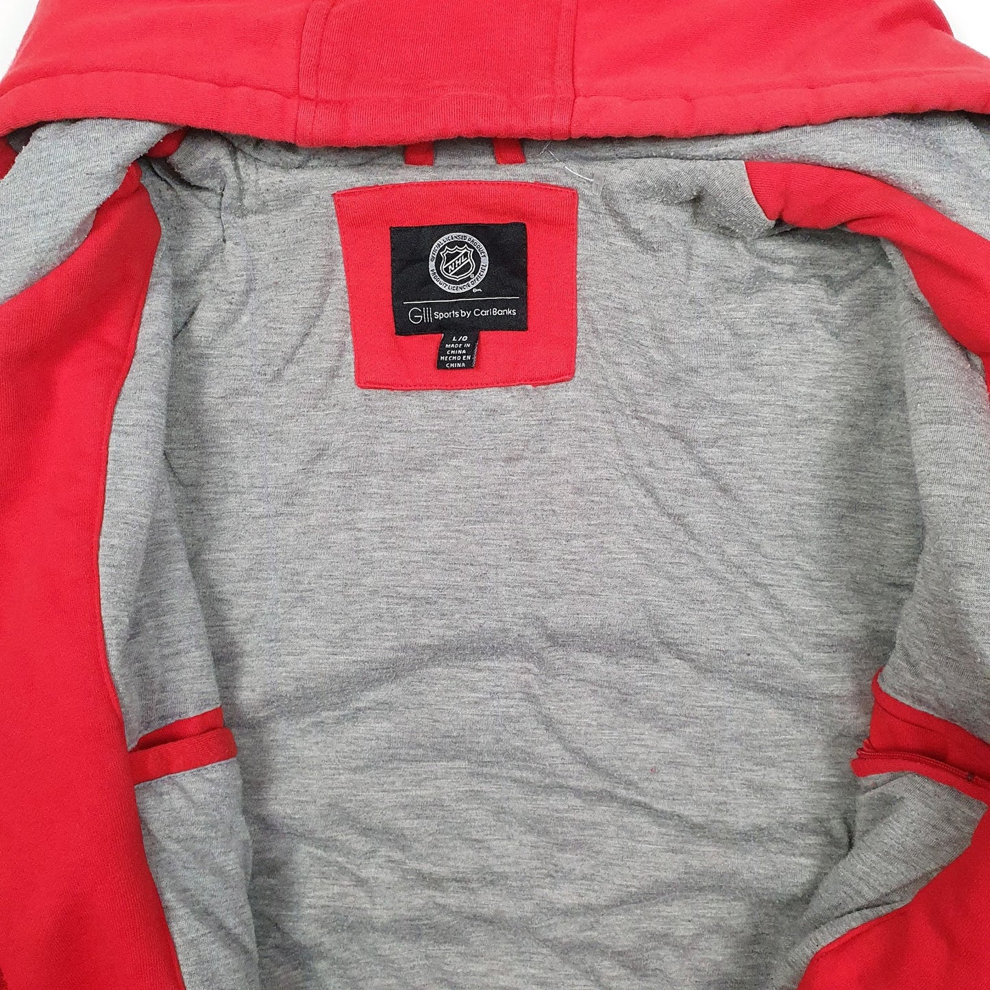 Mens Red NHL Detroit Red Wings Hockey Hoodie Full Zip Jumper