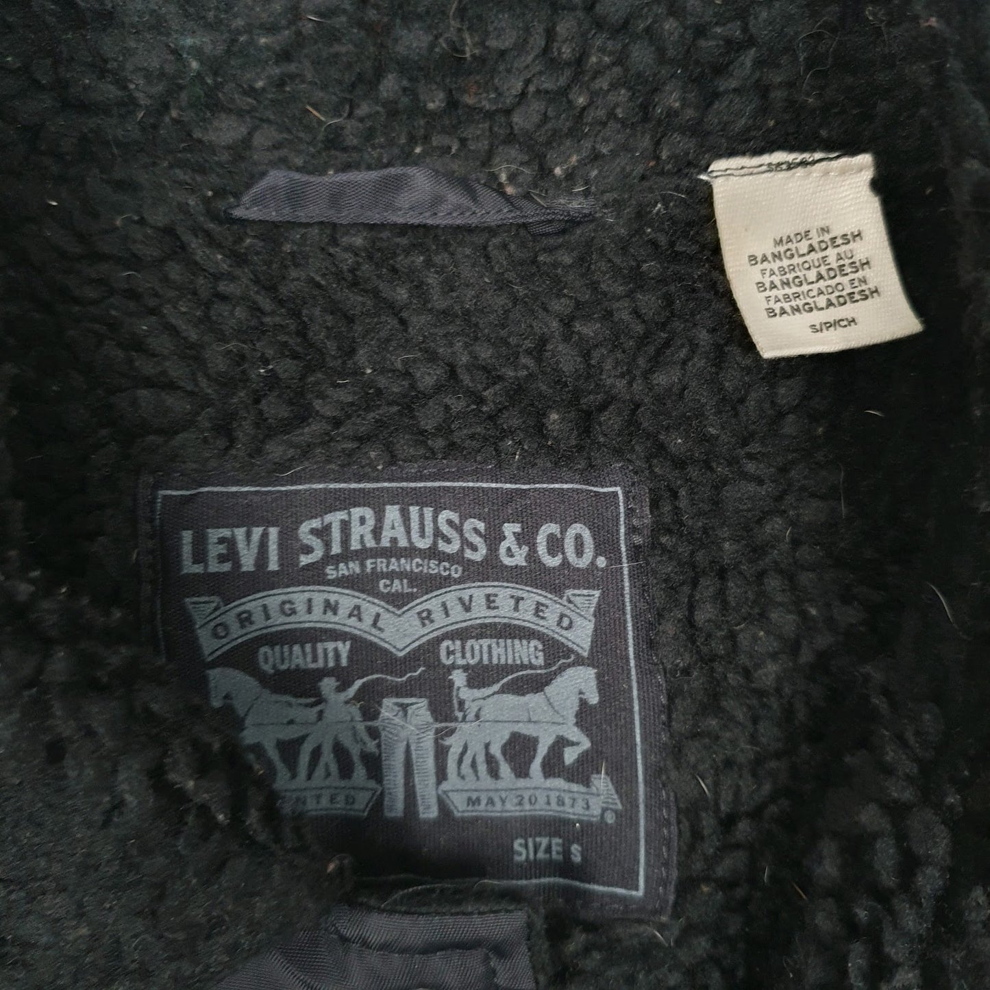 Mens Navy Levis Sherpa Lined  Coat