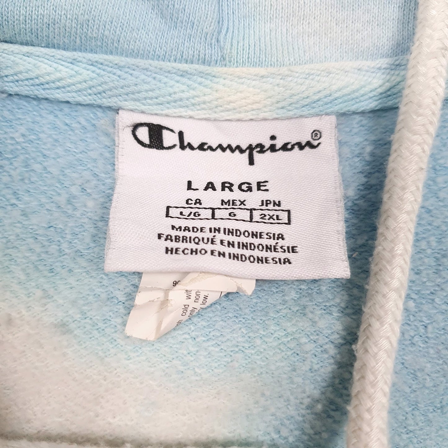 Mens White Champion Tie Dye Oversized Lightweight Hoodie Jumper