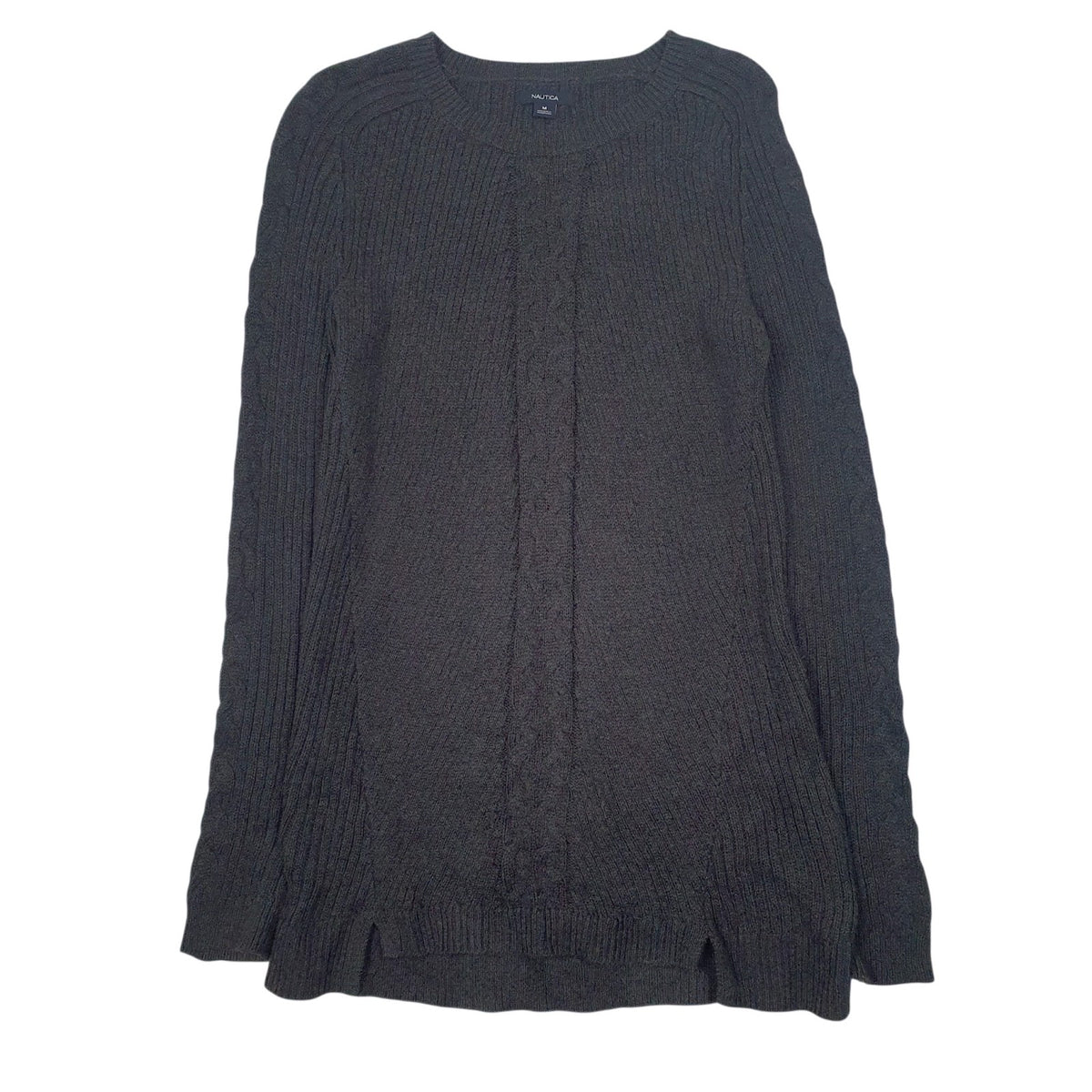 Womens Grey Nautica Caleb Knit Longline Crewneck Jumper