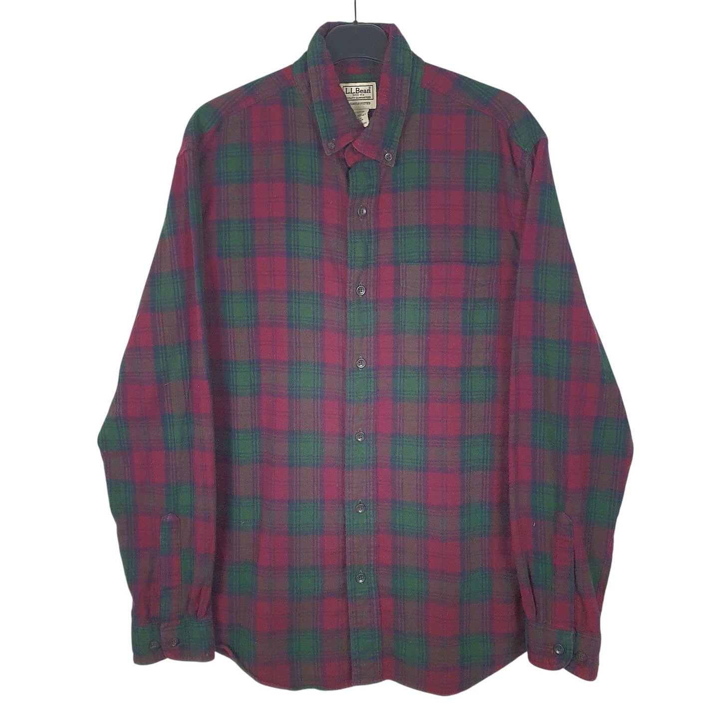 Mens Burgundy L.L.Bean Flannel Long Sleeve Shirt