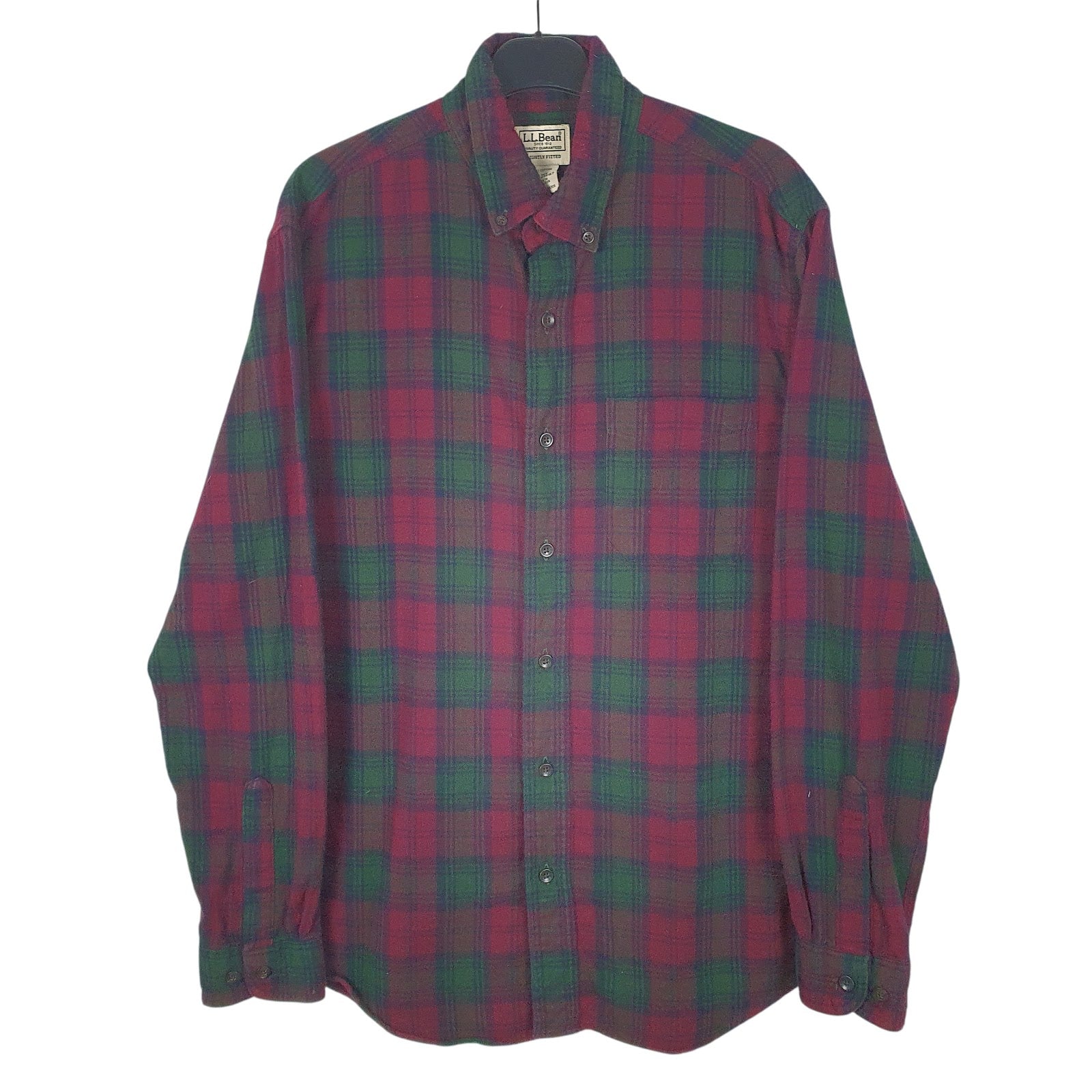 Mens Burgundy L.L.Bean Flannel Long Sleeve Shirt