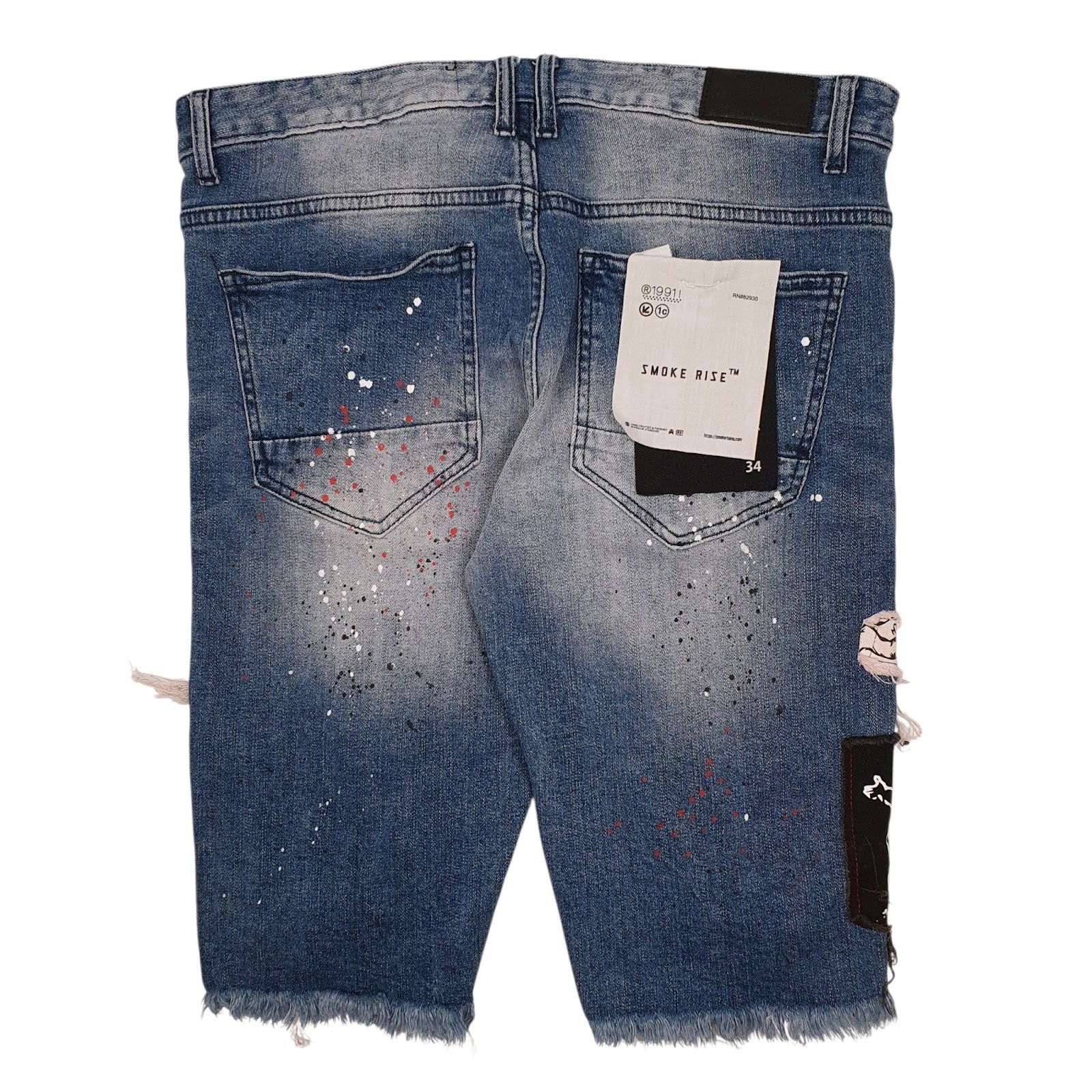 Mens Blue Smoke Rise Distressed Cardigan Shorts