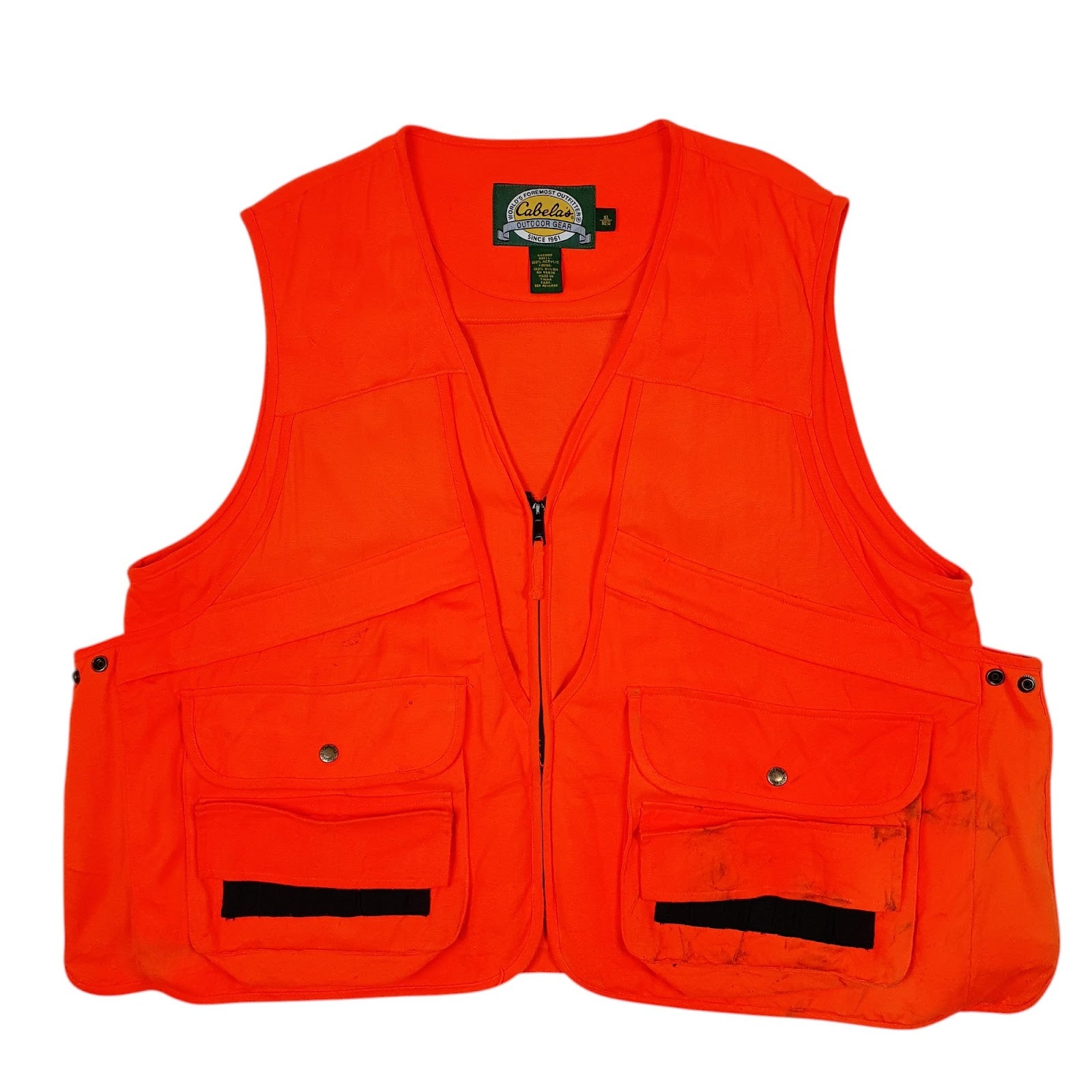 Mens Orange Cabelas Hunting Hi Vis Crewneck Coat