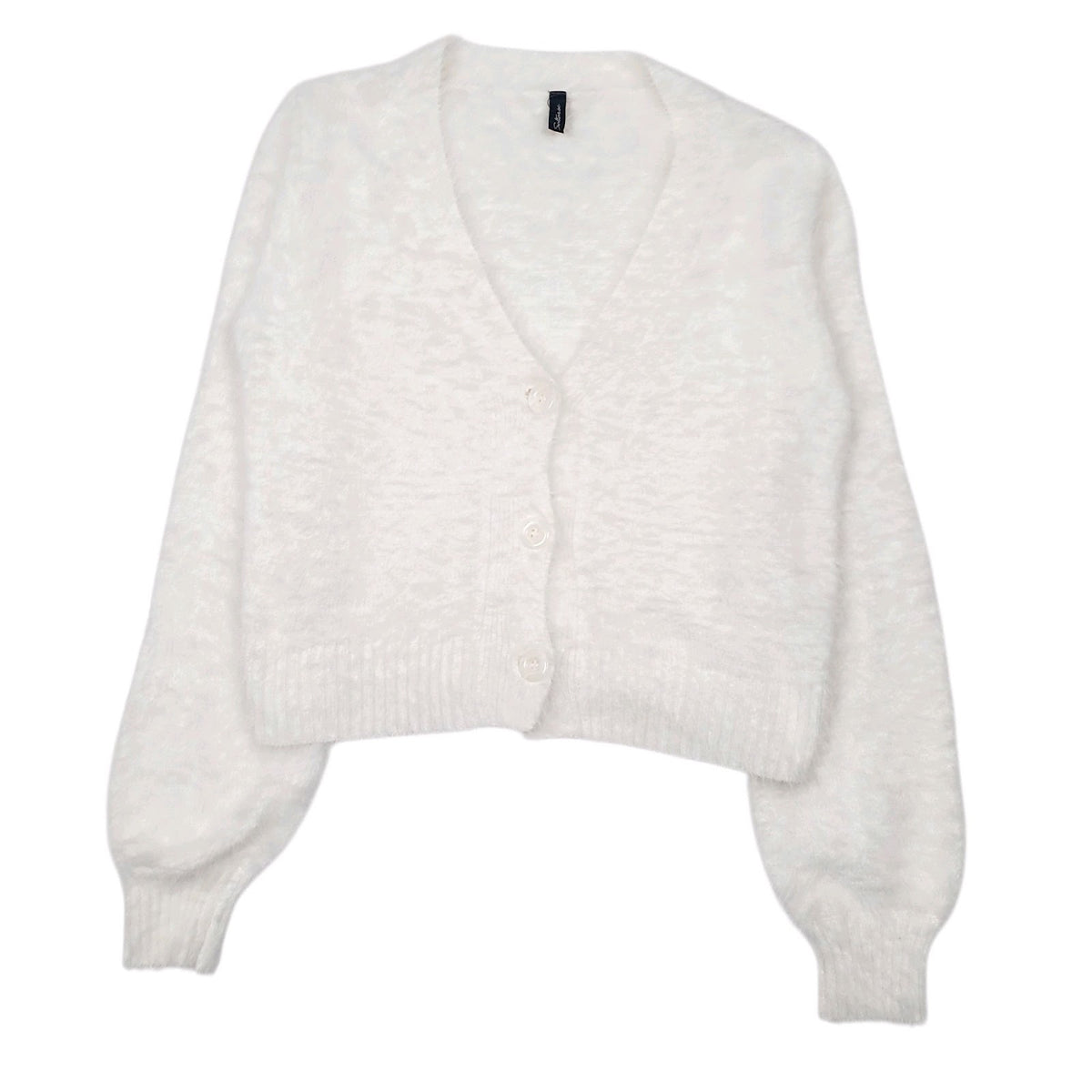 Womens White Saltanse Fluffy Cardigan Jumper