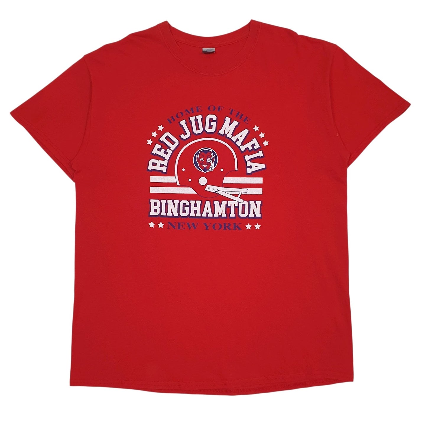 Mens Red Gildan Red Jug Mafia Binghamton New York Short Sleeve T Shirt