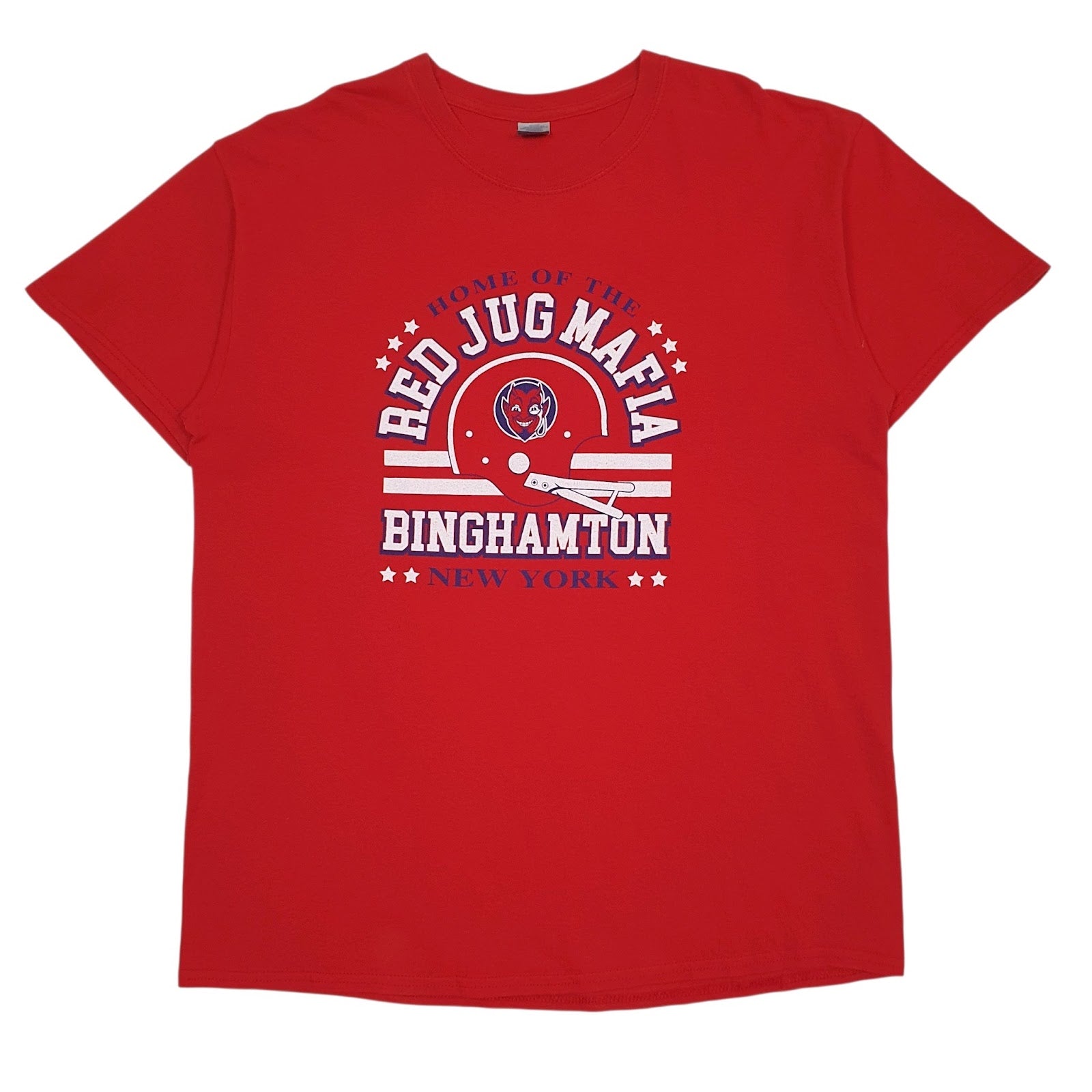 Mens Red Gildan Red Jug Mafia Binghamton New York Short Sleeve T Shirt