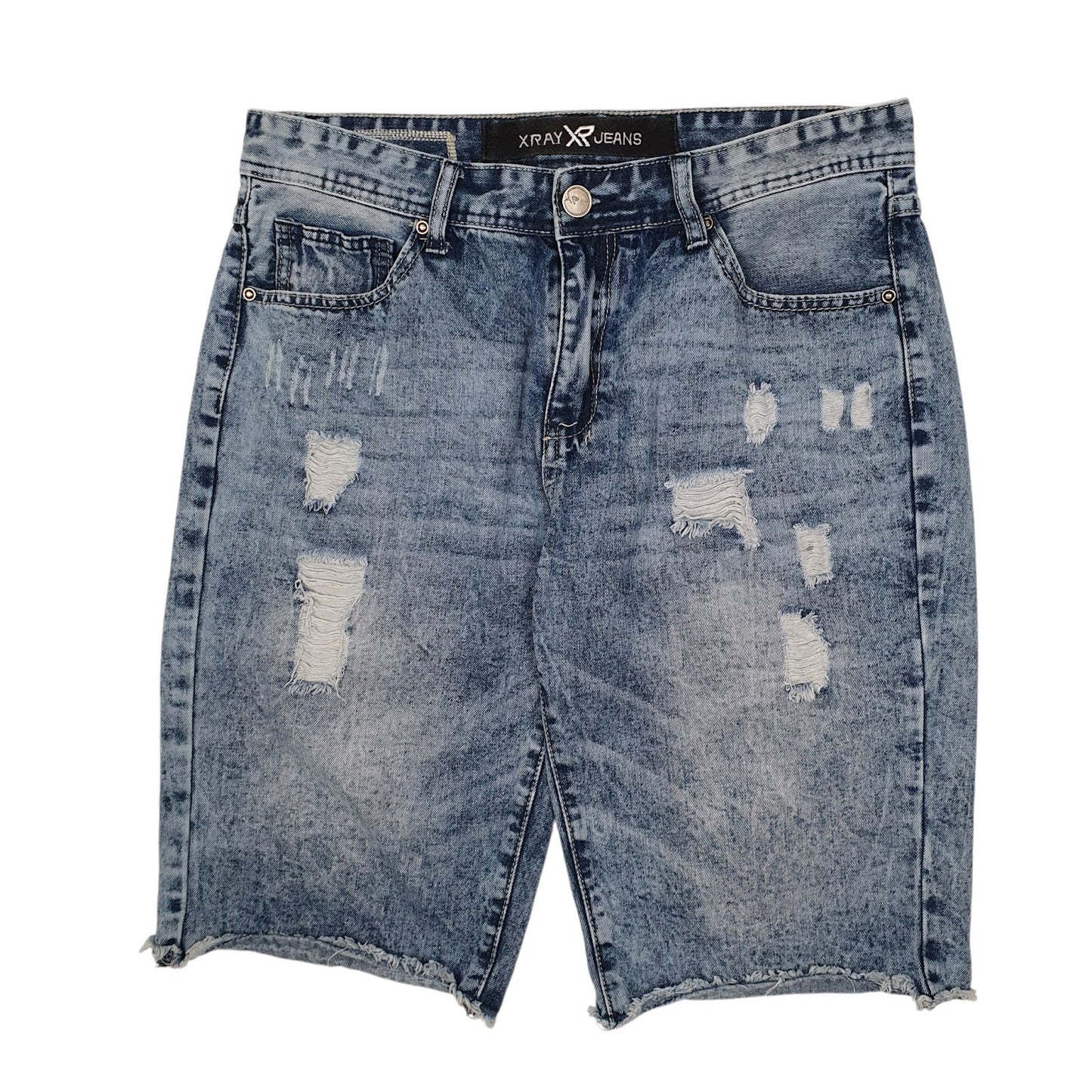 Mens Blue Xray Jeans Distressed Denim Shorts