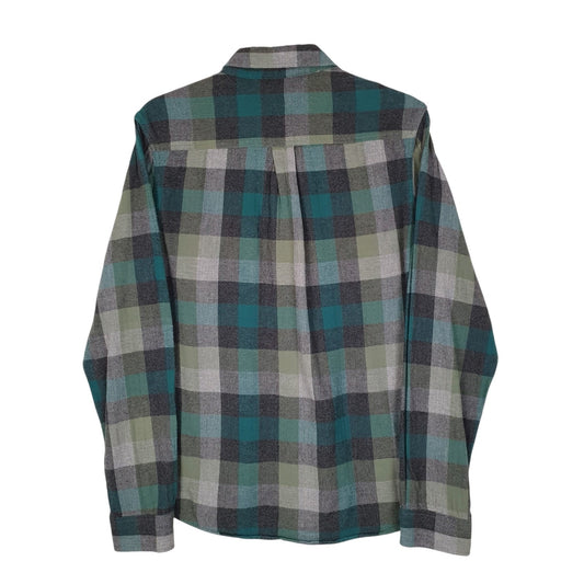 Mens Green Eddie Bauer Heavyweight Plaid Flannel  Shirt