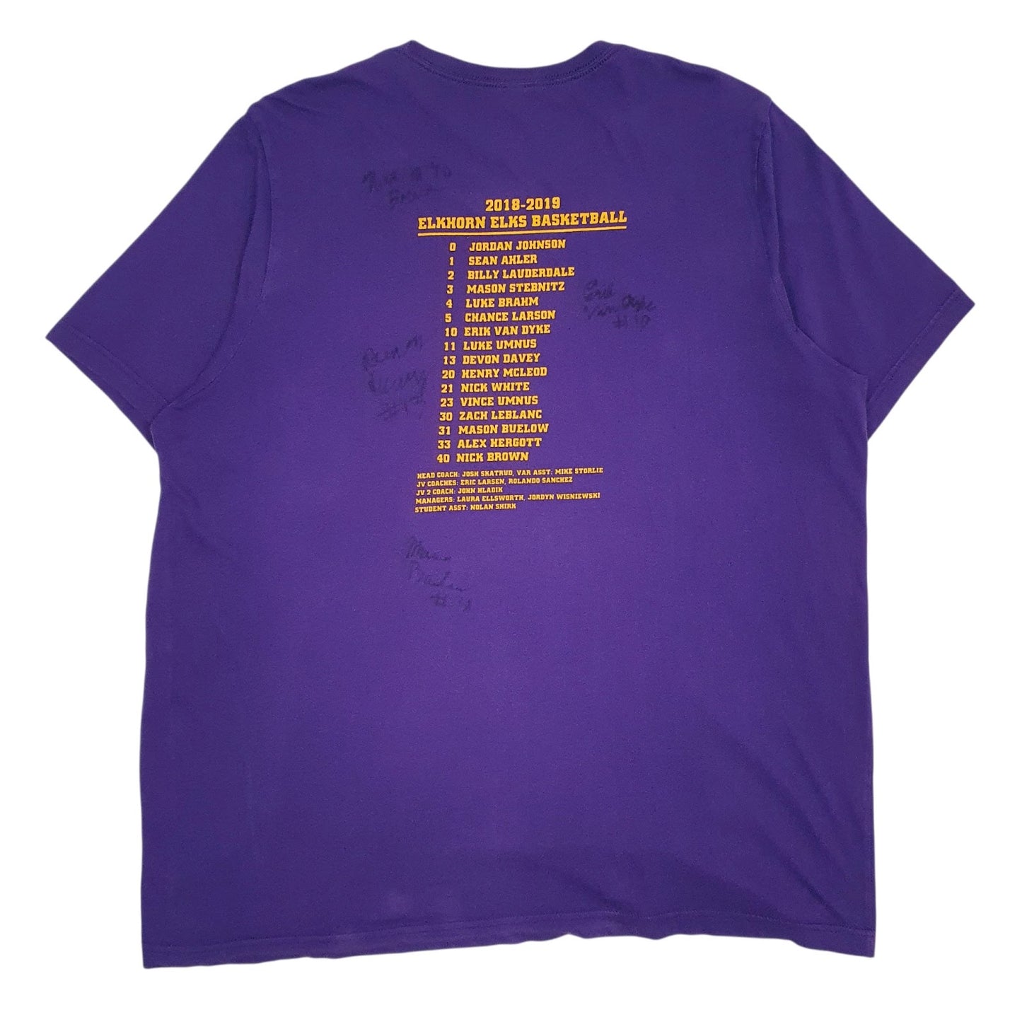 Mens Purple Canvas State Basketball Elkhorn  T Shirt