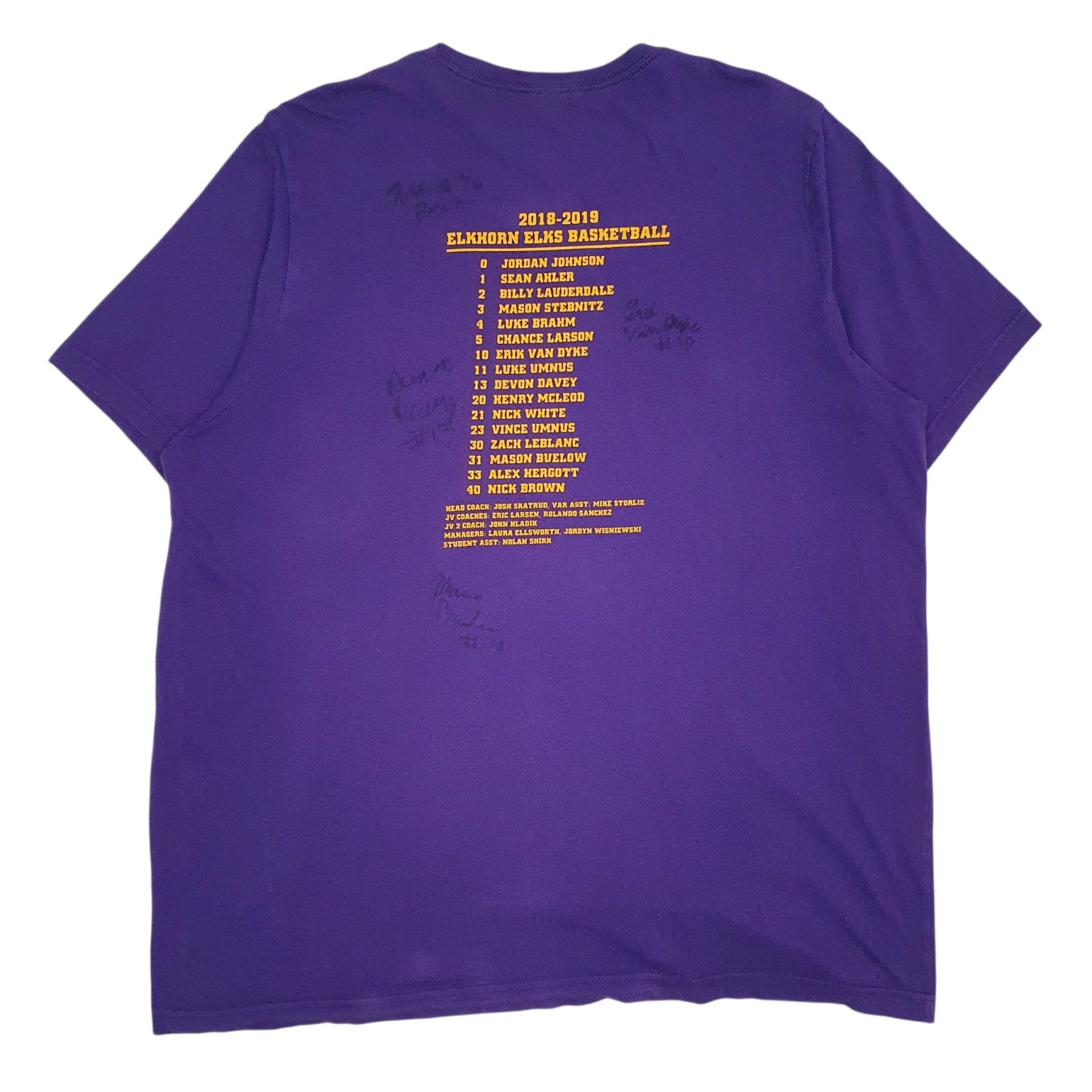 Mens Purple Canvas State Basketball Elkhorn  T Shirt