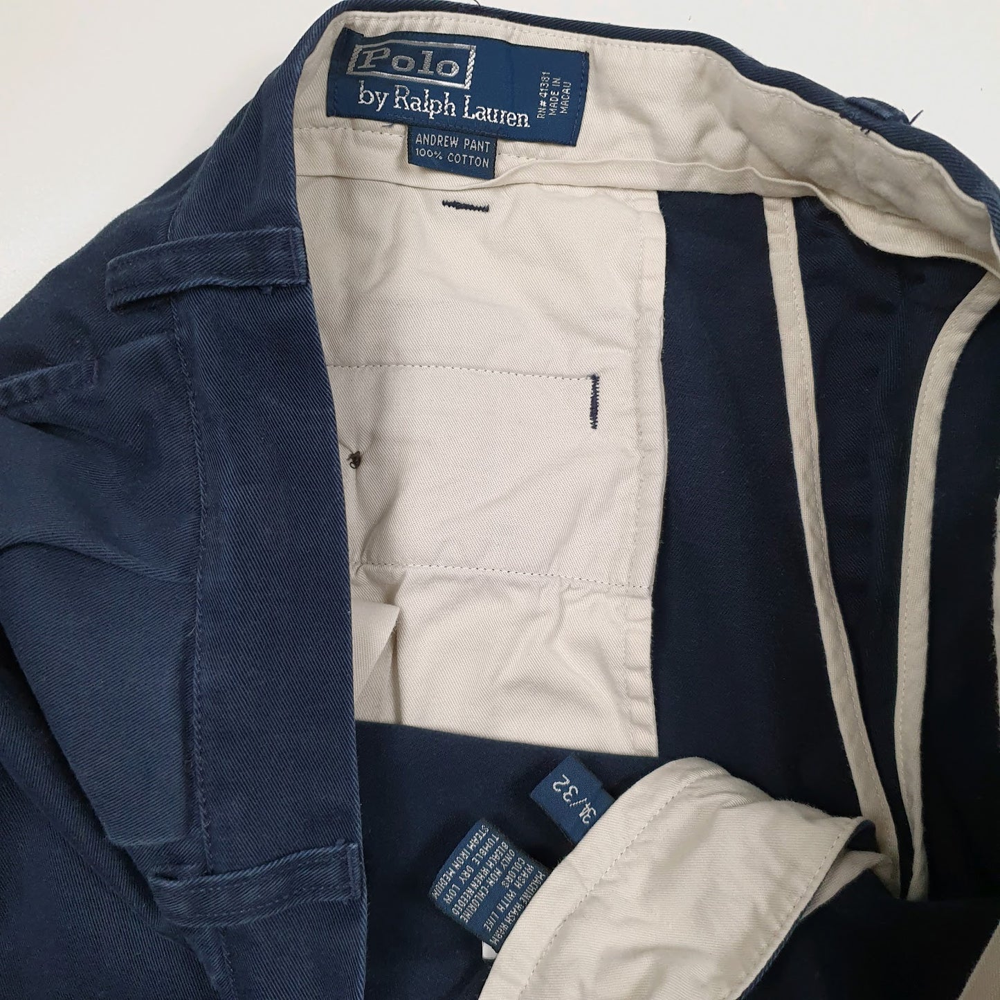 Mens Navy Polo Ralph Lauren Andrew Pant Double Pleated  Trousers