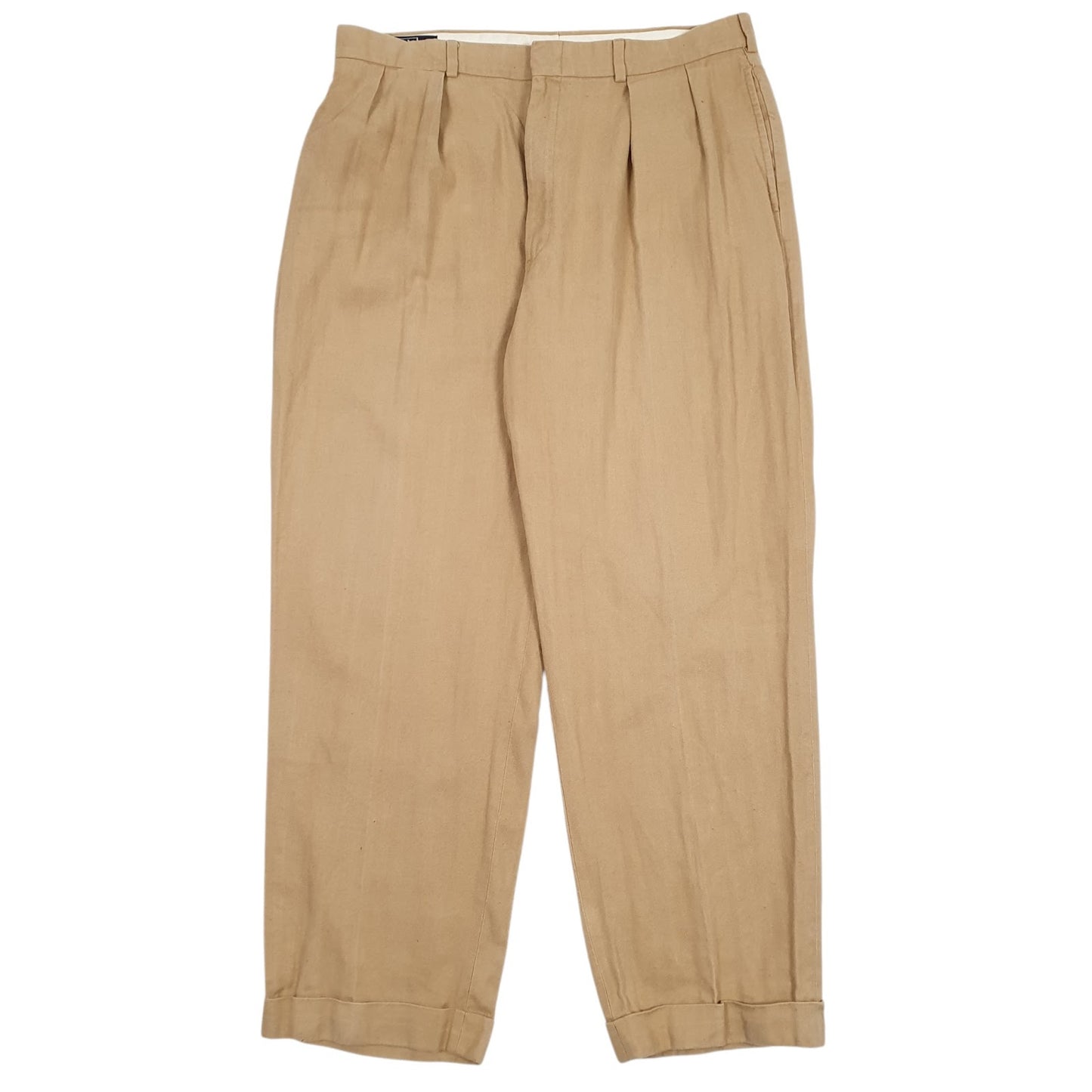 Mens Brown Polo Ralph Lauren Vintage 90s Pleated Formal Trousers