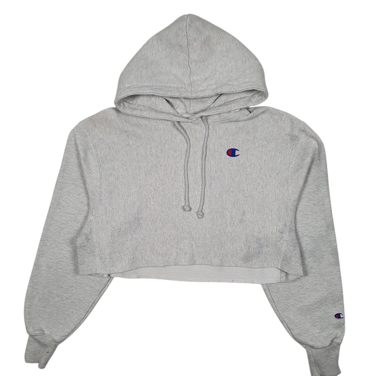 Womens Grey Champion Reverse Weave Crop Top Hoodie Jumper