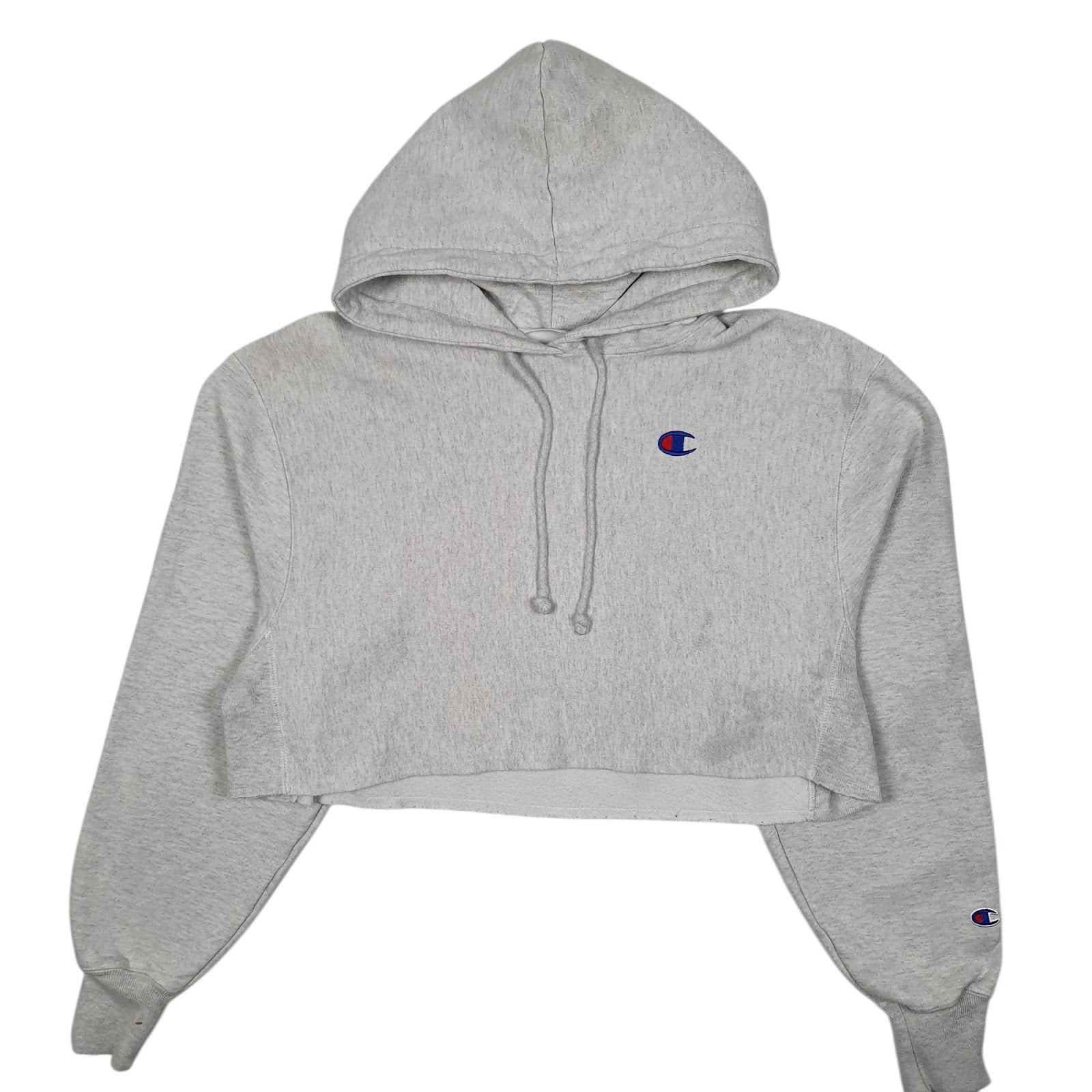 Womens Grey Champion Reverse Weave Crop Top Hoodie Jumper