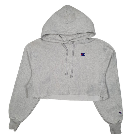 Womens Grey Champion Reverse Weave Crop Top Hoodie Jumper
