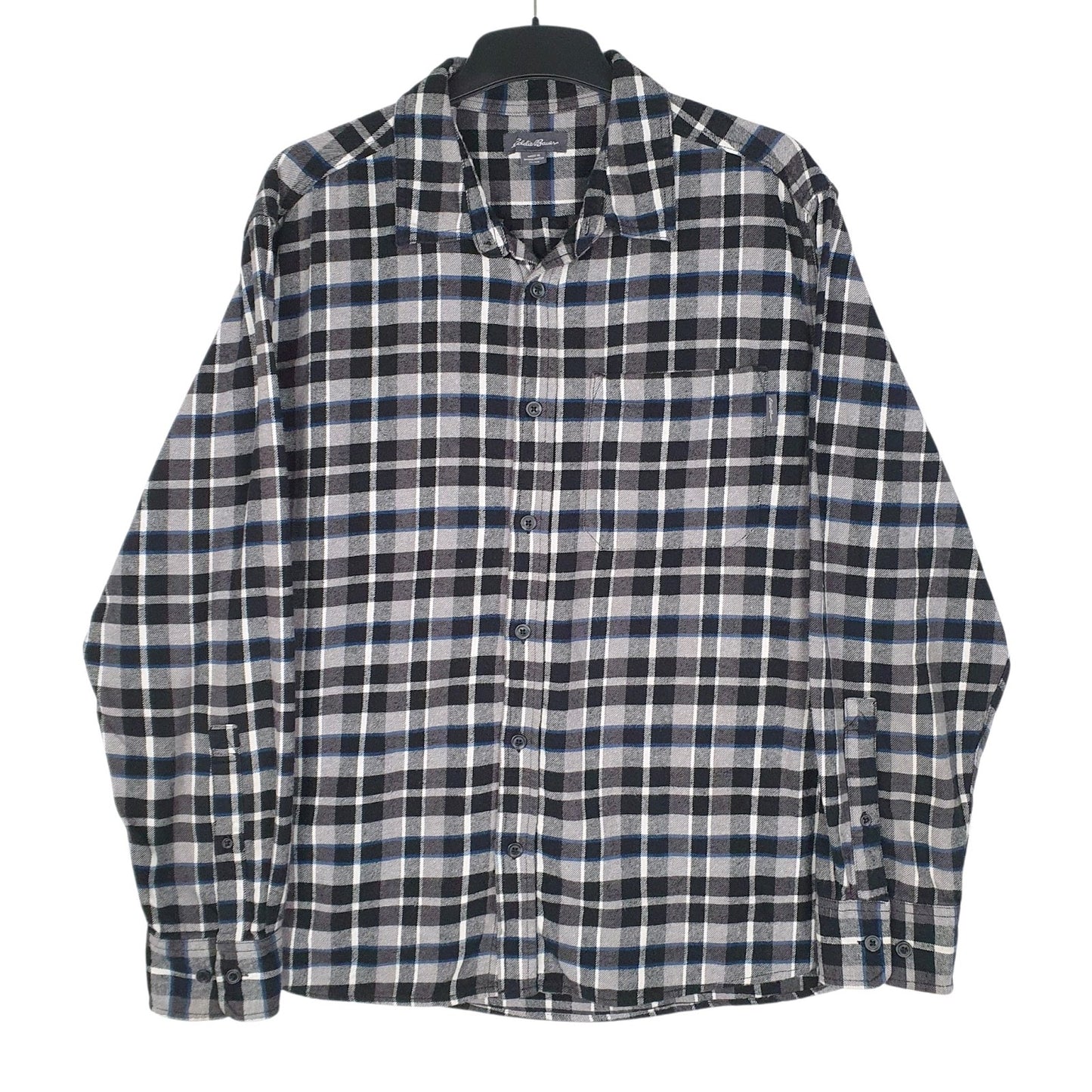 Mens Grey Eddie Bauer Flannel Long Sleeve Shirt