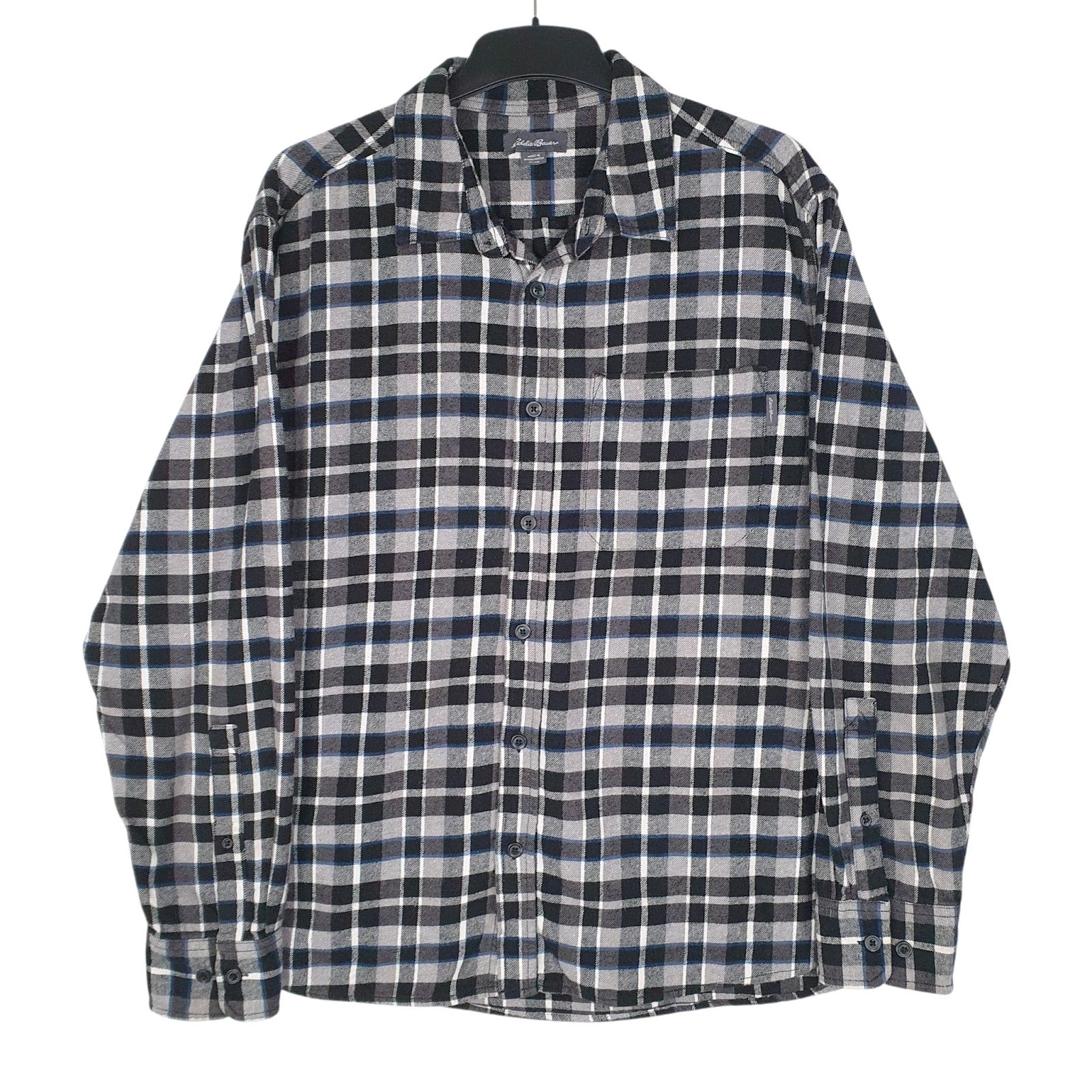 Mens Grey Eddie Bauer Flannel Long Sleeve Shirt