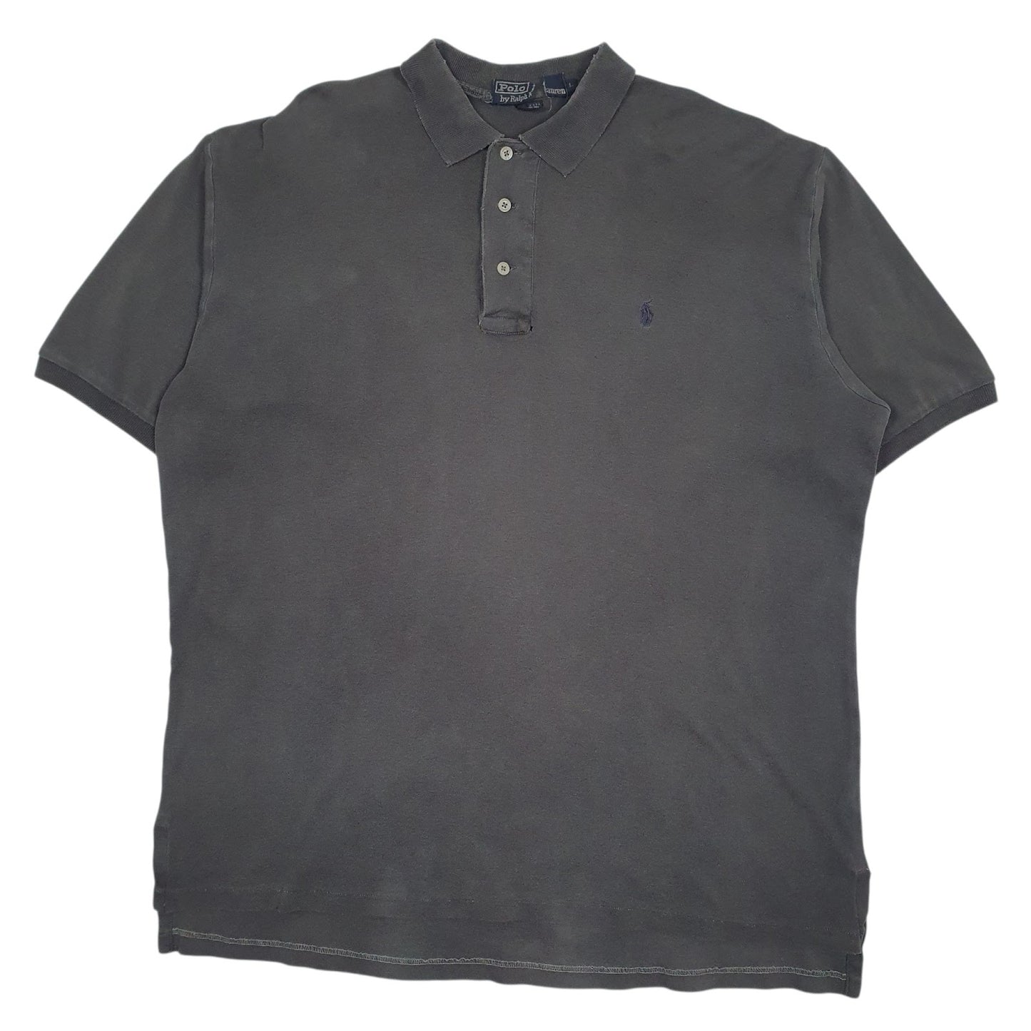 Mens Grey Polo Ralph Lauren Vintage 90s Made In USA Short Sleeve Polo Shirt