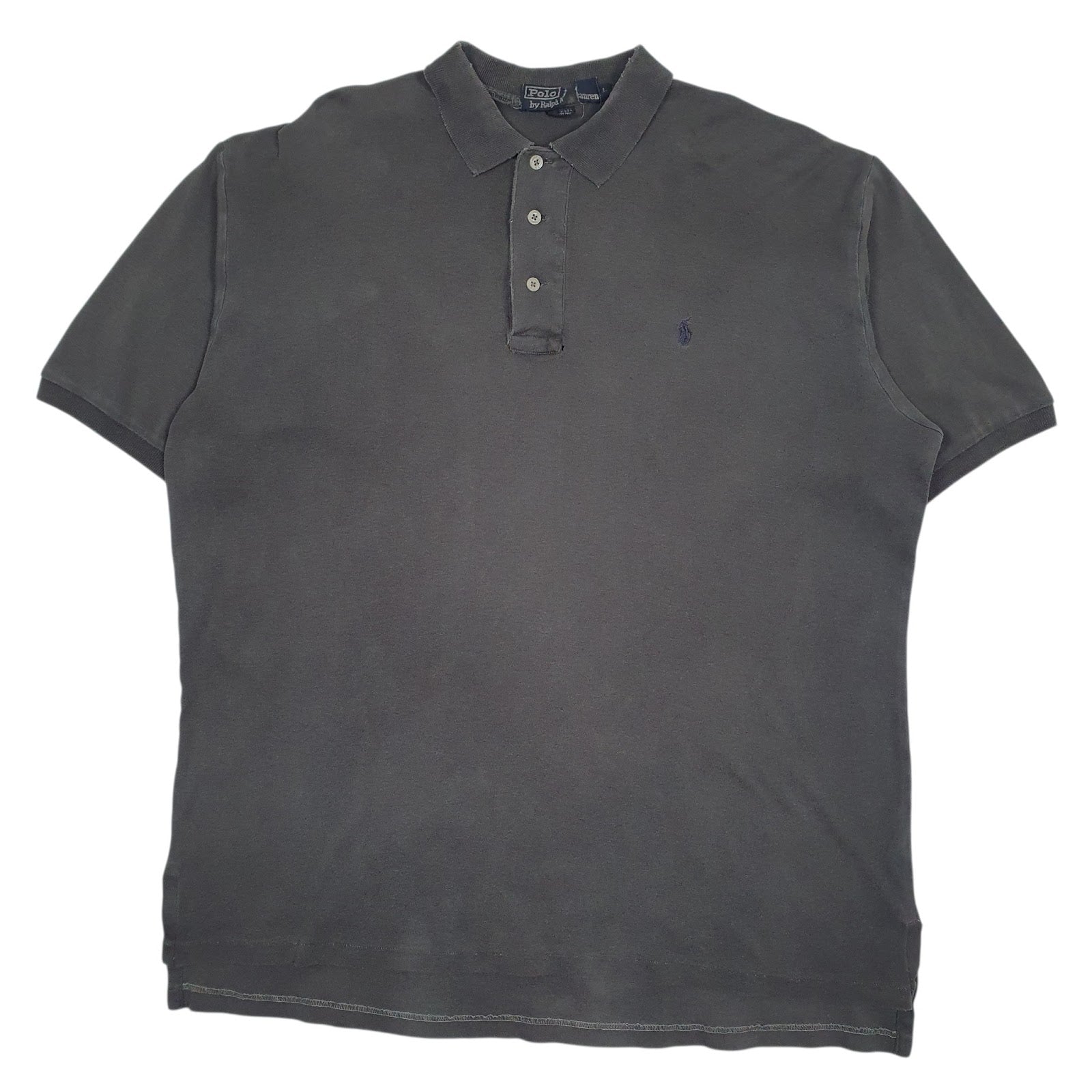 Mens Grey Polo Ralph Lauren Vintage 90s Made In USA Short Sleeve Polo Shirt