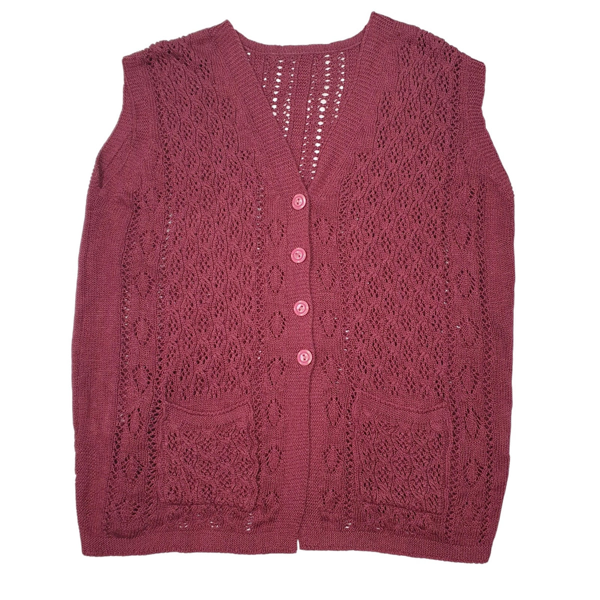 Womens Red Unbranded Knit Vest Cardigan Jumper