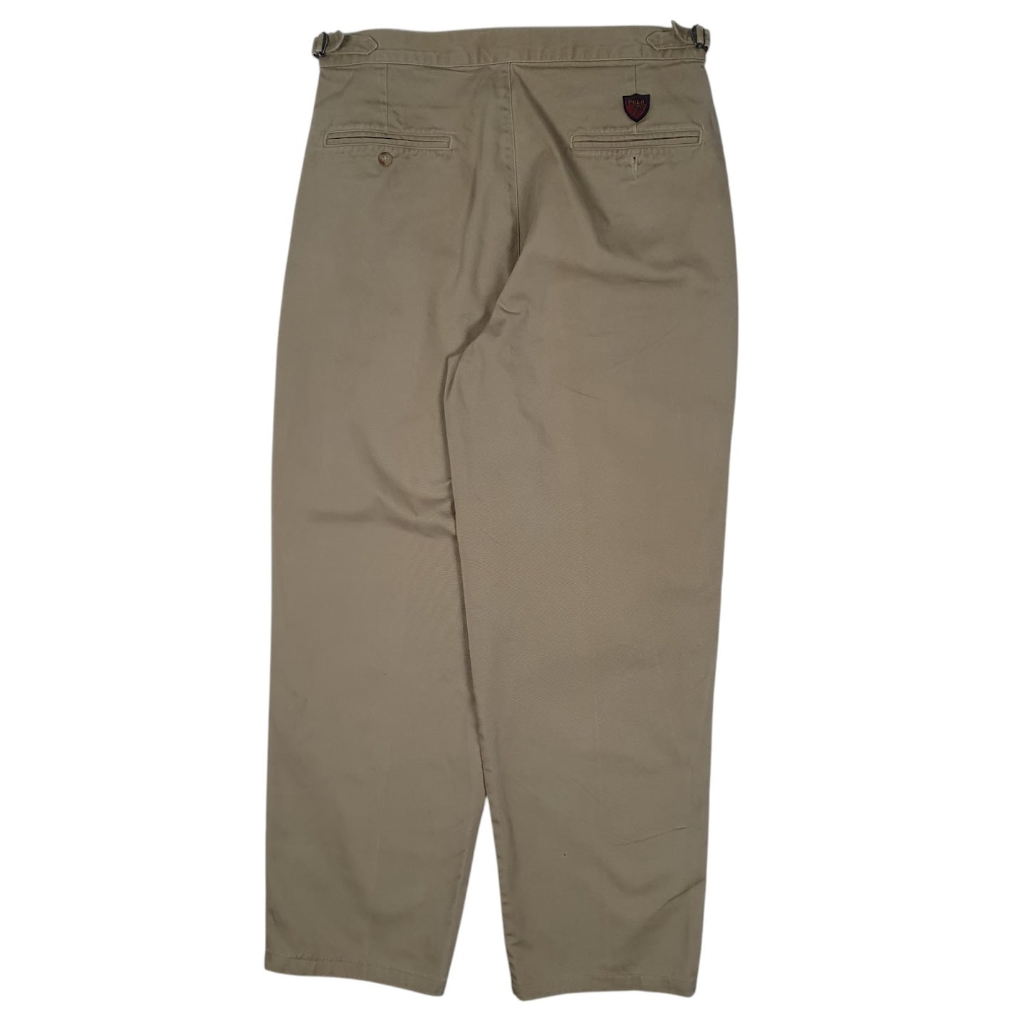 Mens Beige Polo Ralph Lauren Golf Vintage 80s Made In USA Pleated  Trousers