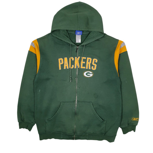 Mens Green NFL Green Bay Packers Hoodie Full Zip Jumper