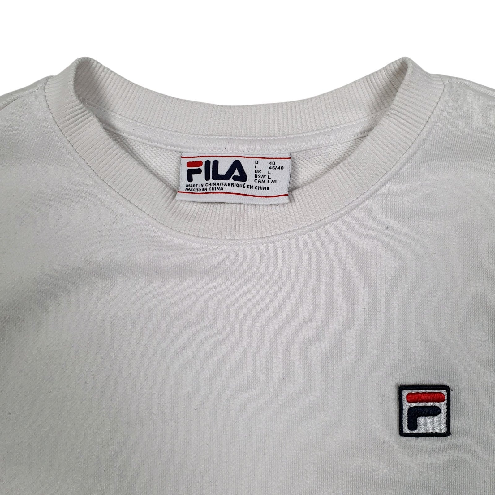Womens White Fila  Crewneck Jumper