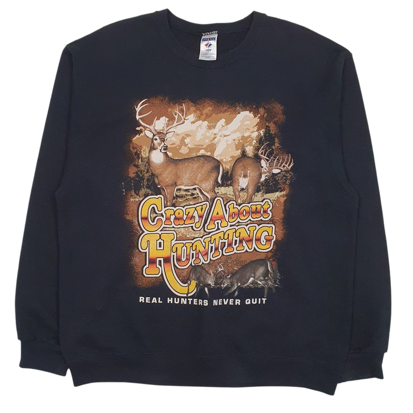 Mens Black Jerzees Graphic Crewneck Jumper