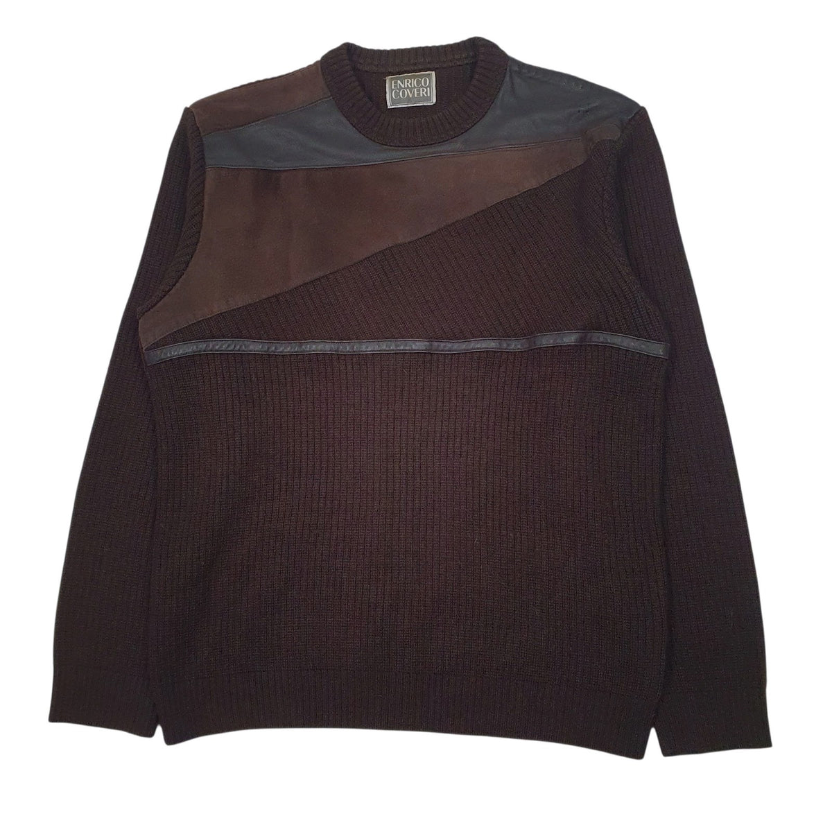 Mens Brown Enrico Coveri Knit Crewneck Jumper