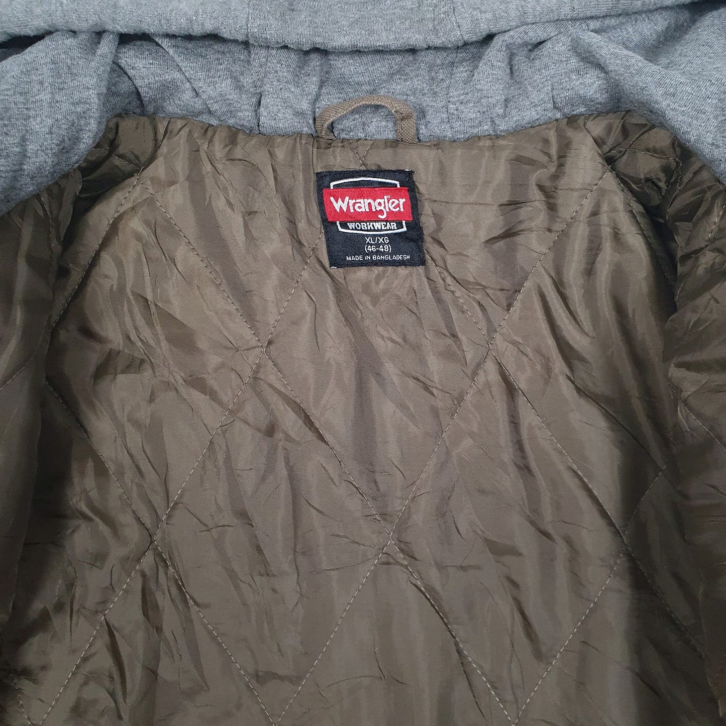 Mens Brown Wrangler Chore Windbreaker Hoodie Padded  Coat