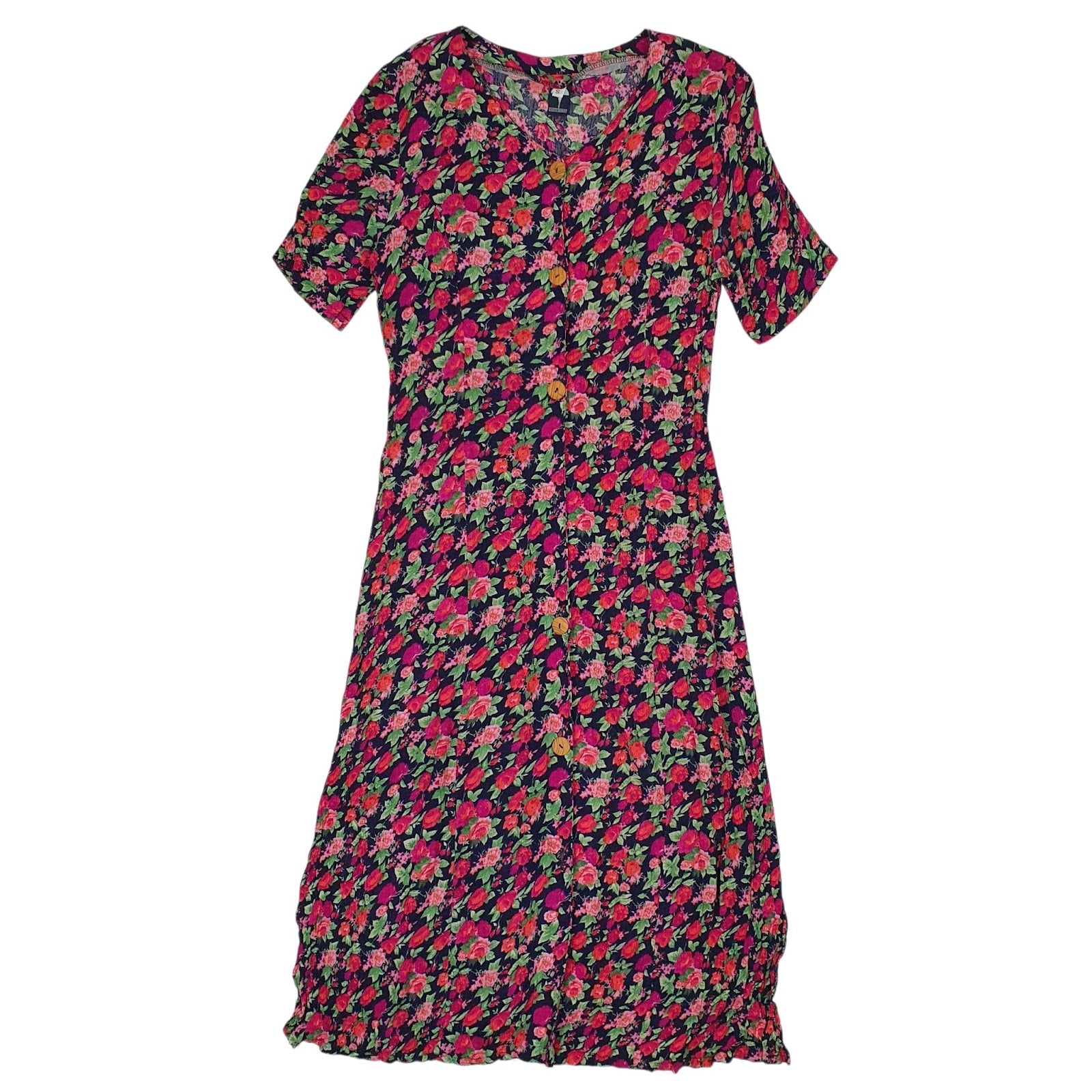 Womens Pink Classic Fashion Floral Short Sleeve Dress