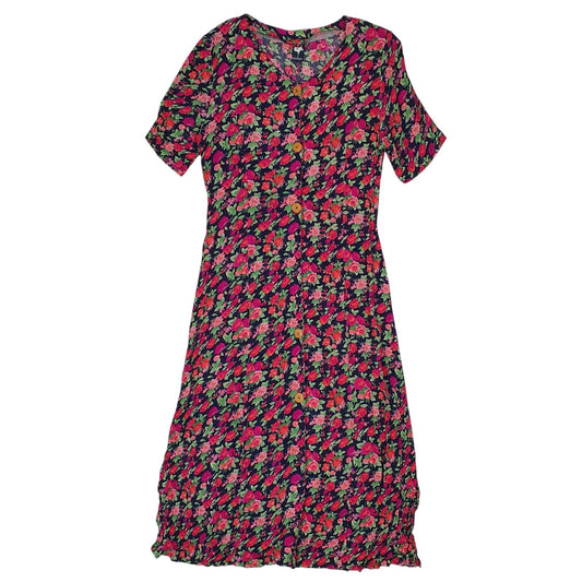 Womens Pink Classic Fashion Floral Short Sleeve Dress