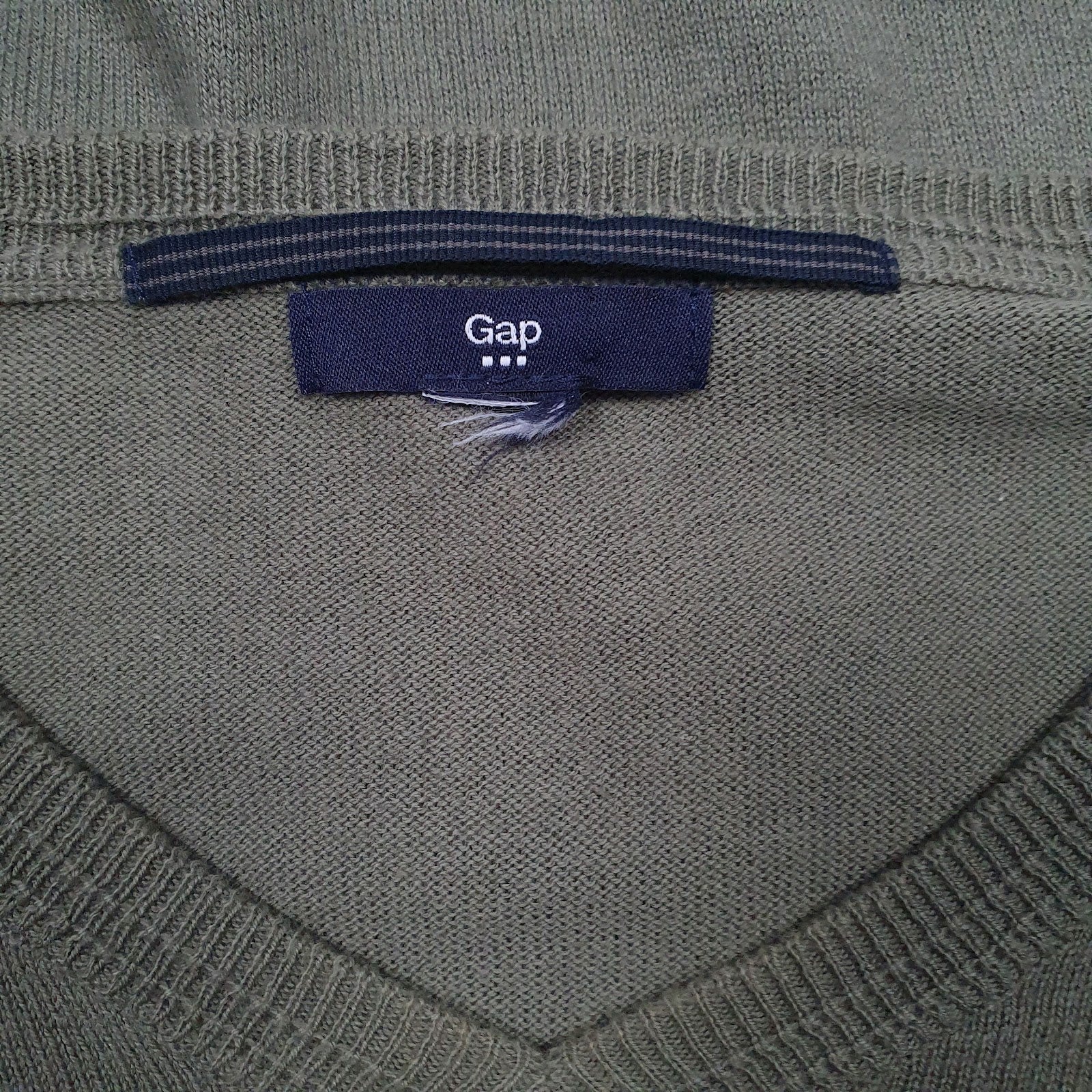 Mens Green Gap  V Neck Jumper