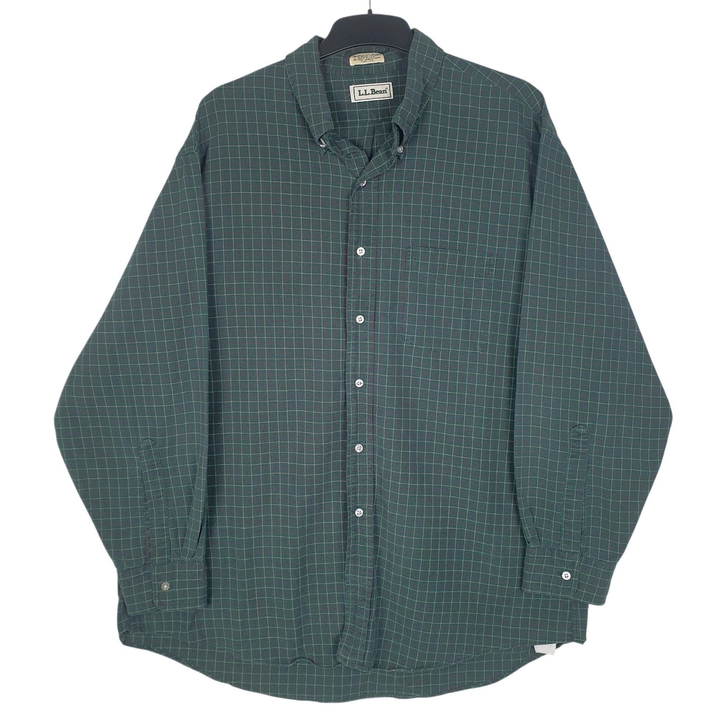 Mens Green L.L.Bean Vintage 90s Made In USA Long Sleeve Shirt