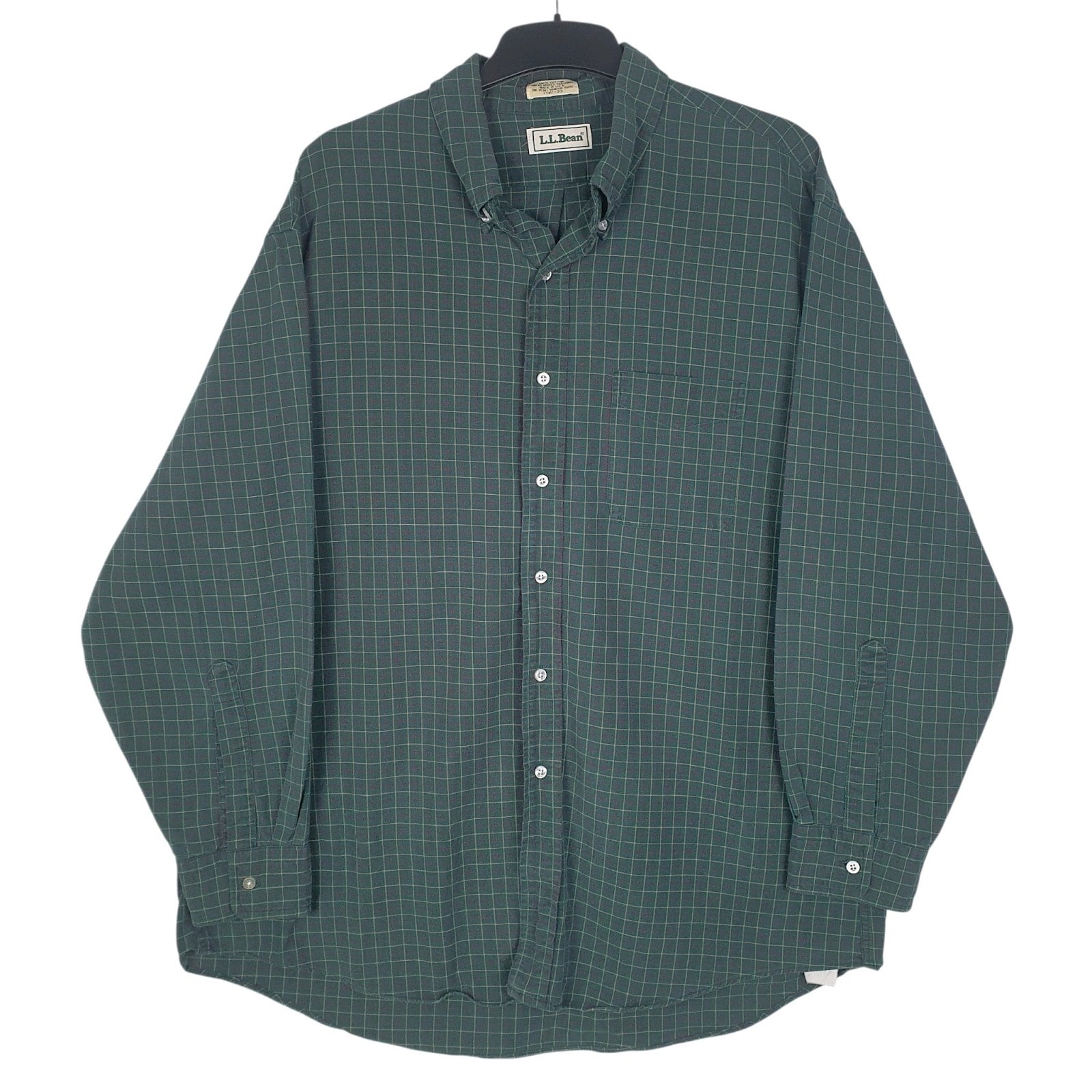 Mens Green L.L.Bean Vintage 90s Made In USA Long Sleeve Shirt