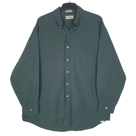 Mens Green L.L.Bean Vintage 90s Made In USA Long Sleeve Shirt